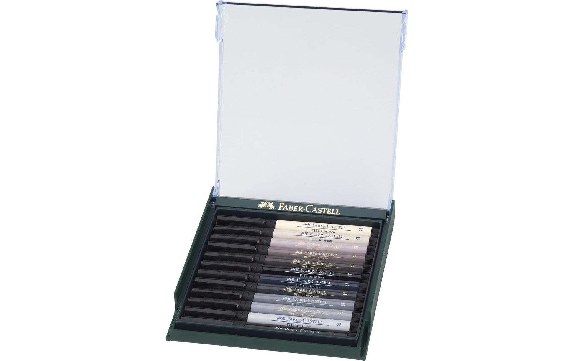 Faber-Castell Pitt Artist Pen Fineliner Set – 12 Stk., Grautöne, wasserfest