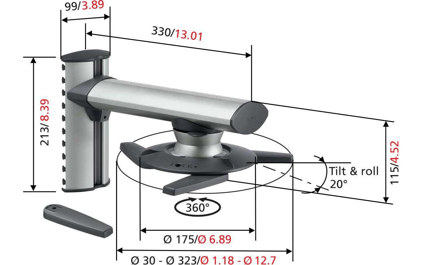 Vogel's EPW-6565 Projektor-Wandhalterung – Länge 3,0–32,3 cm, 10 kg, silber