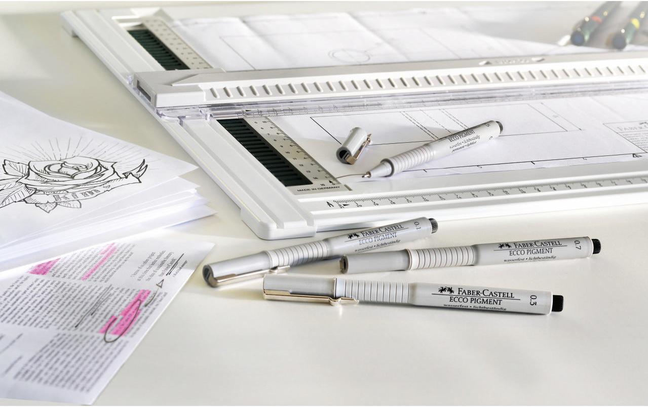 Faber-Castell Pigmentliner Ecco Etui – 4 Stk., 0,1–0,7 mm, schwarz, wasserfest
