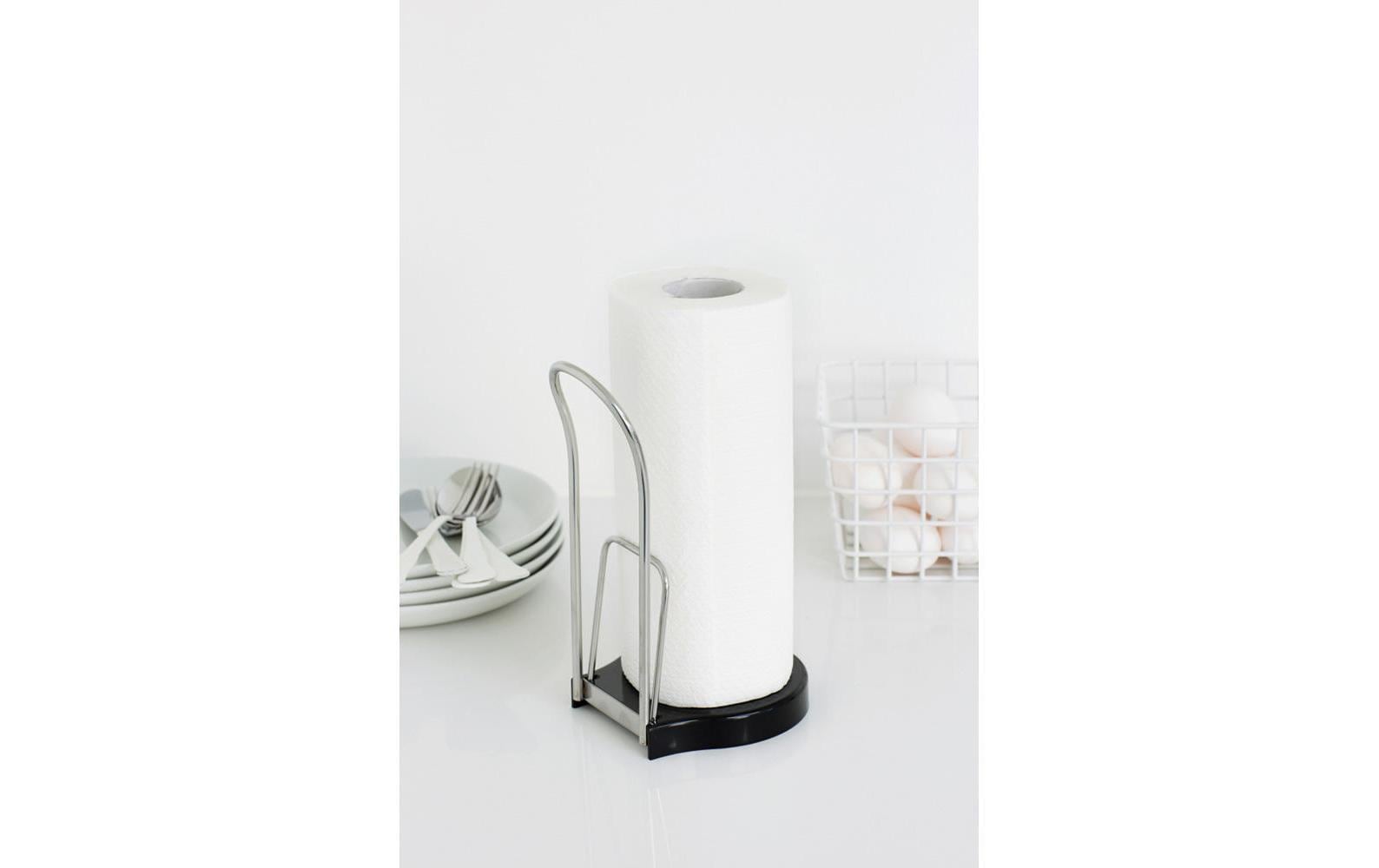 Brabantia Küchenrollenhalter Kunststoff/Edelstahl, 13 × 12 × 22 cm, mit Rollenfixierer, Silber/Schwarz