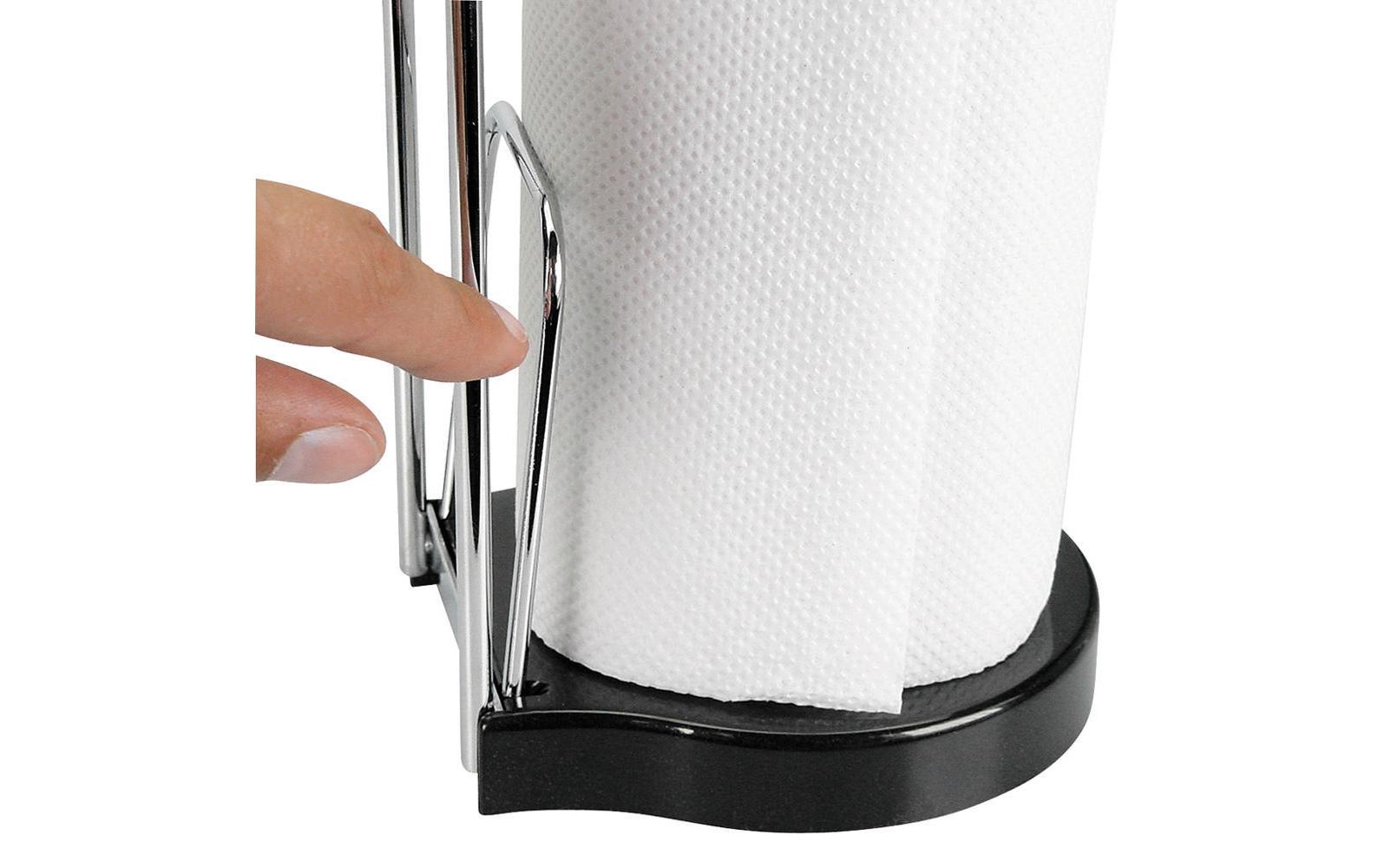 Brabantia Küchenrollenhalter Kunststoff/Edelstahl, 13 × 12 × 22 cm, mit Rollenfixierer, Silber/Schwarz