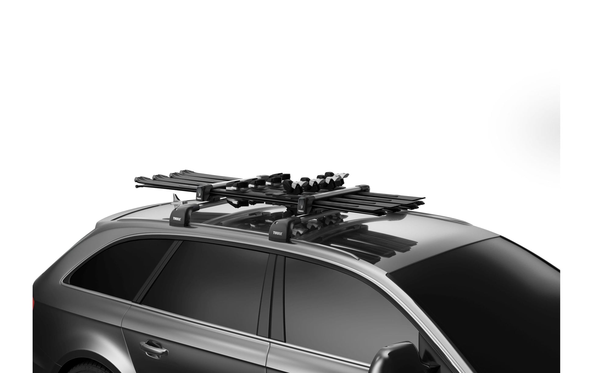 Thule Skiträger SnowPack 7326 – abschliessbar – für WingBar/SlideBar/SquareBar – Ladebereich 75 cm