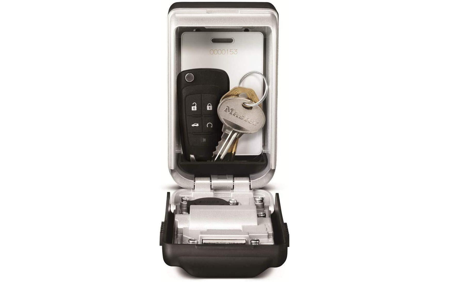 Master Lock Schlüsselsafe 5425EURD – Elektronikschloss – 72 × 52 × 126 mm – Wassergeschützt – Wandmontage – Grau