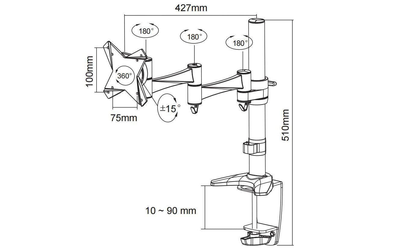 Neomounts FPMA D1330SILVER – Tischhalterung, bis 30", VESA 75 × 75 mm, 9 kg, silber