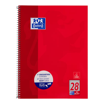 Oxford Collegeblock – A4 – kariert – 80 Blatt – 90 g/m² – Softcover, 4-fach gelocht, mikroperforiert, rot