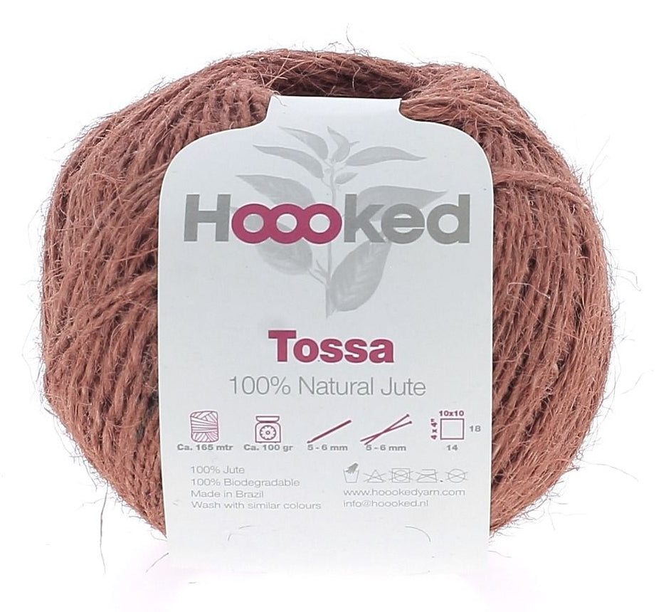 Hoooked Natural Jute Tossa Wolle Rot – 100 g, 165 m, Nadel 6 mm, 100% Jute, 1 Stk.