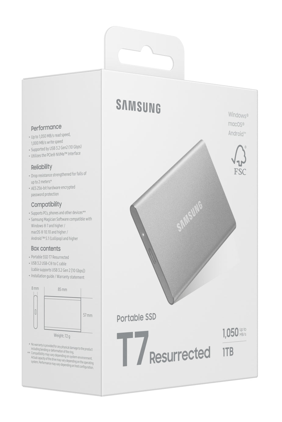 Samsung Externes Solid-State-Laufwerk 1 Speichergerät – 1 TB, USB Typ-C (USB 3.2 Gen 2), Hardwareverschlüsselung