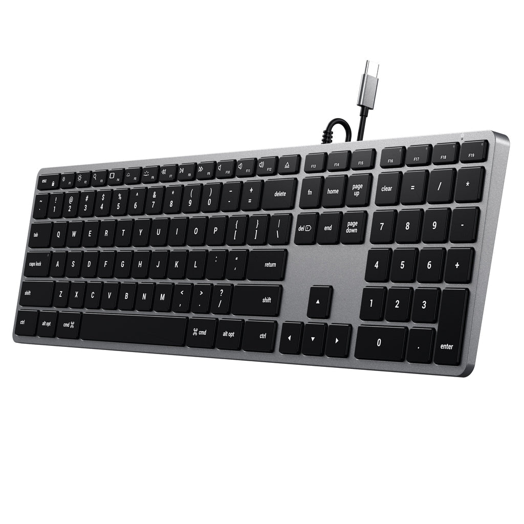 Satechi Slim W3 – Tastatur – kabelgebunden – USB‑C – QWERTZ (CH) – beleuchtet – Aluminium, Schwarz