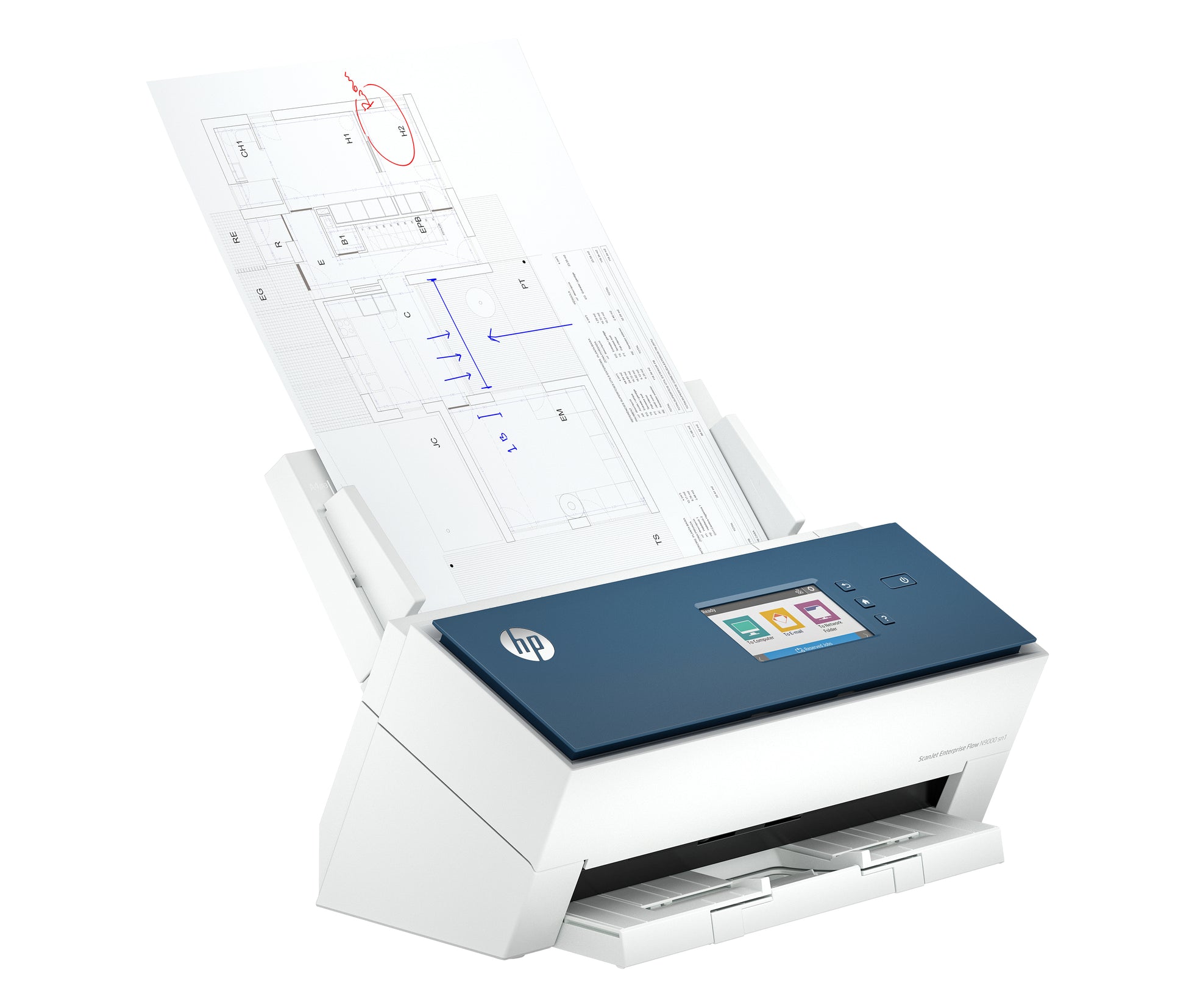 HP ScanJet Enterprise Flow N9000 sn1 – Einzugsscanner, A3, Duplex, 80 Seiten pro Minute, ADF 100 Blatt, LAN