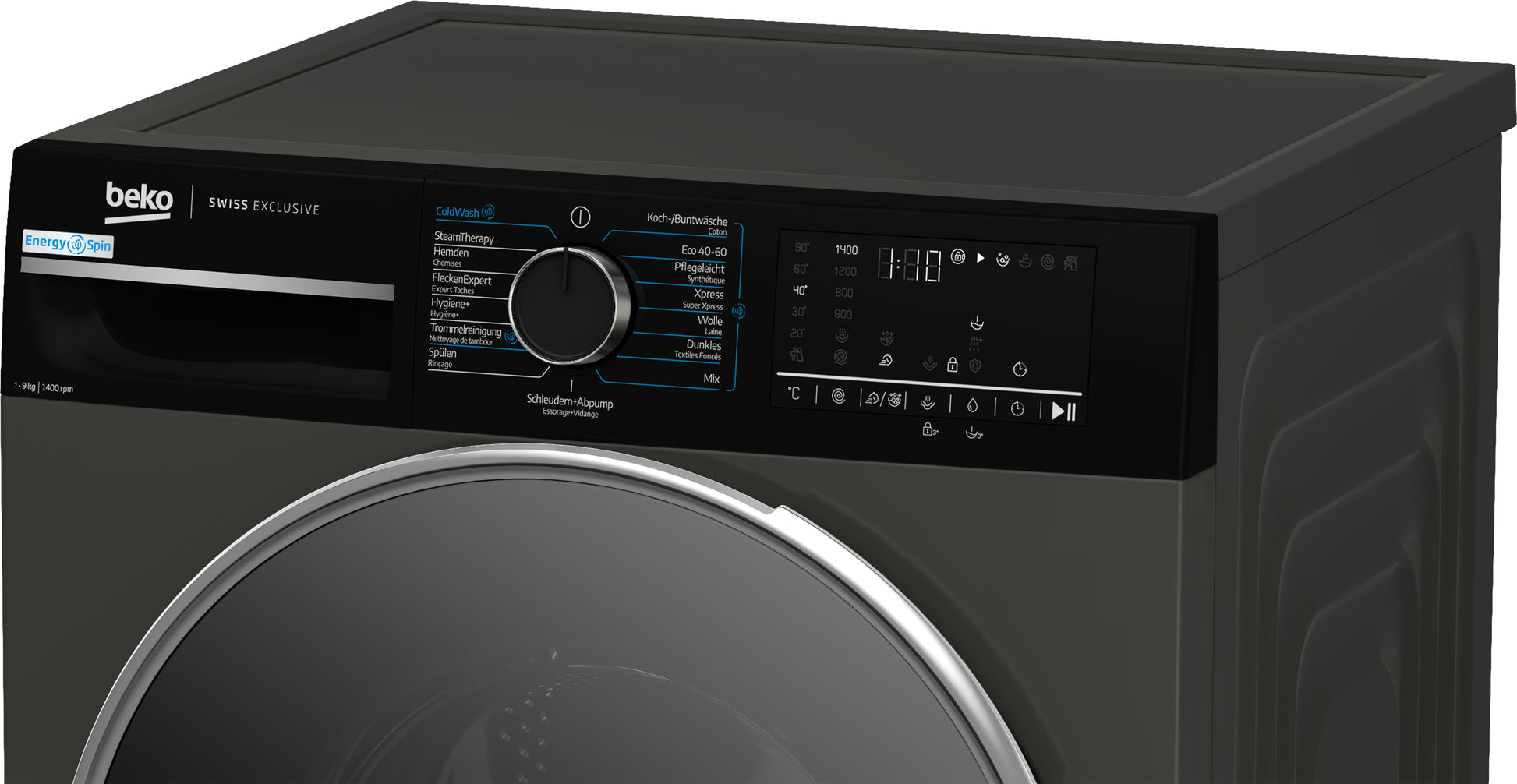 Beko Waschmaschine WM529 – 9 kg, Energieeffizienzklasse A, 1400 U/min, Invertermotor – Grau