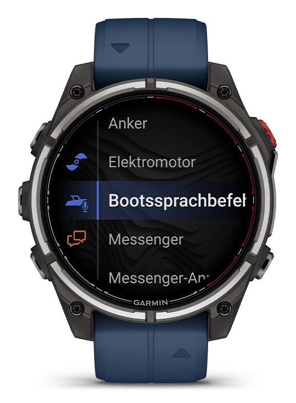 Garmin Quatix 8 Pro 47 mm GPS + Cellular – CFRP Schwarz, Sportarmband, Blau, 100 m, für Android, iPhone