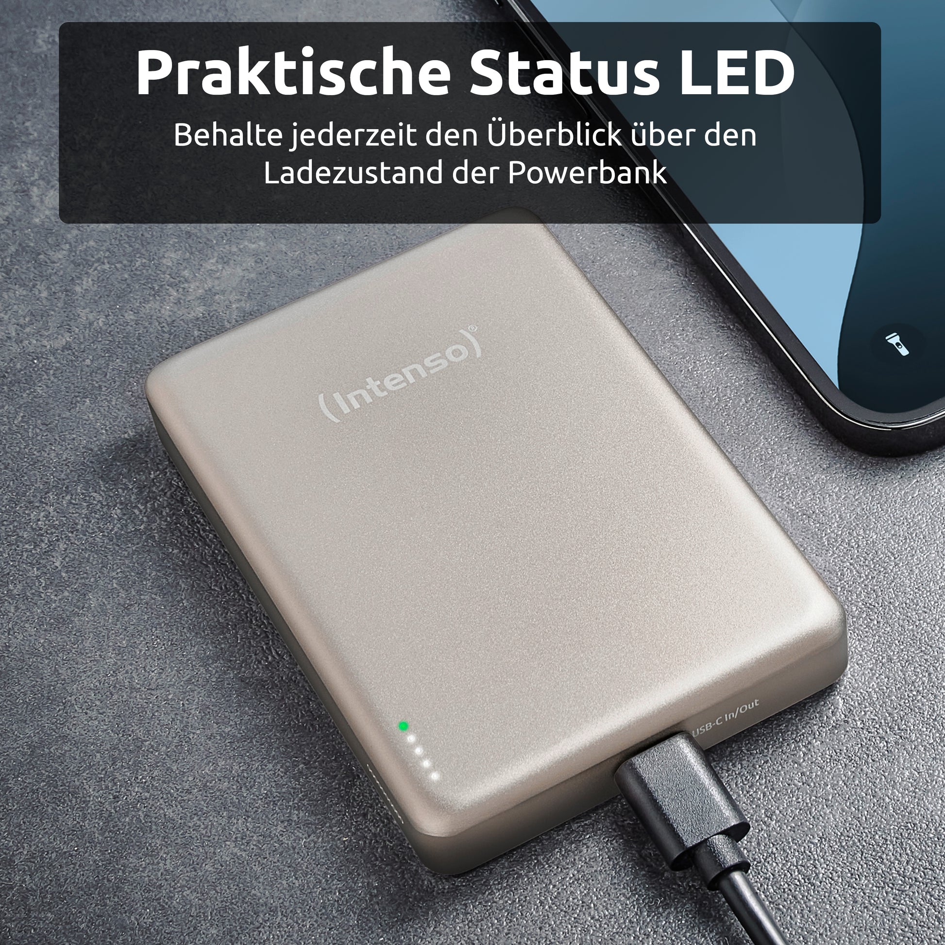 Intenso MagSafe Powerbank 10000 mAh, PD 20 W, für iPhone (MagSafe), Champagner