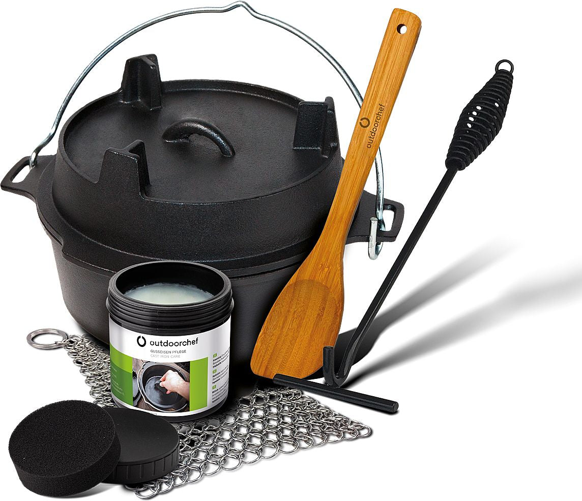 OUTDOORCHEF Kochtopf Nr. 04 – 3,8 l, Gusseisen, Schwarz