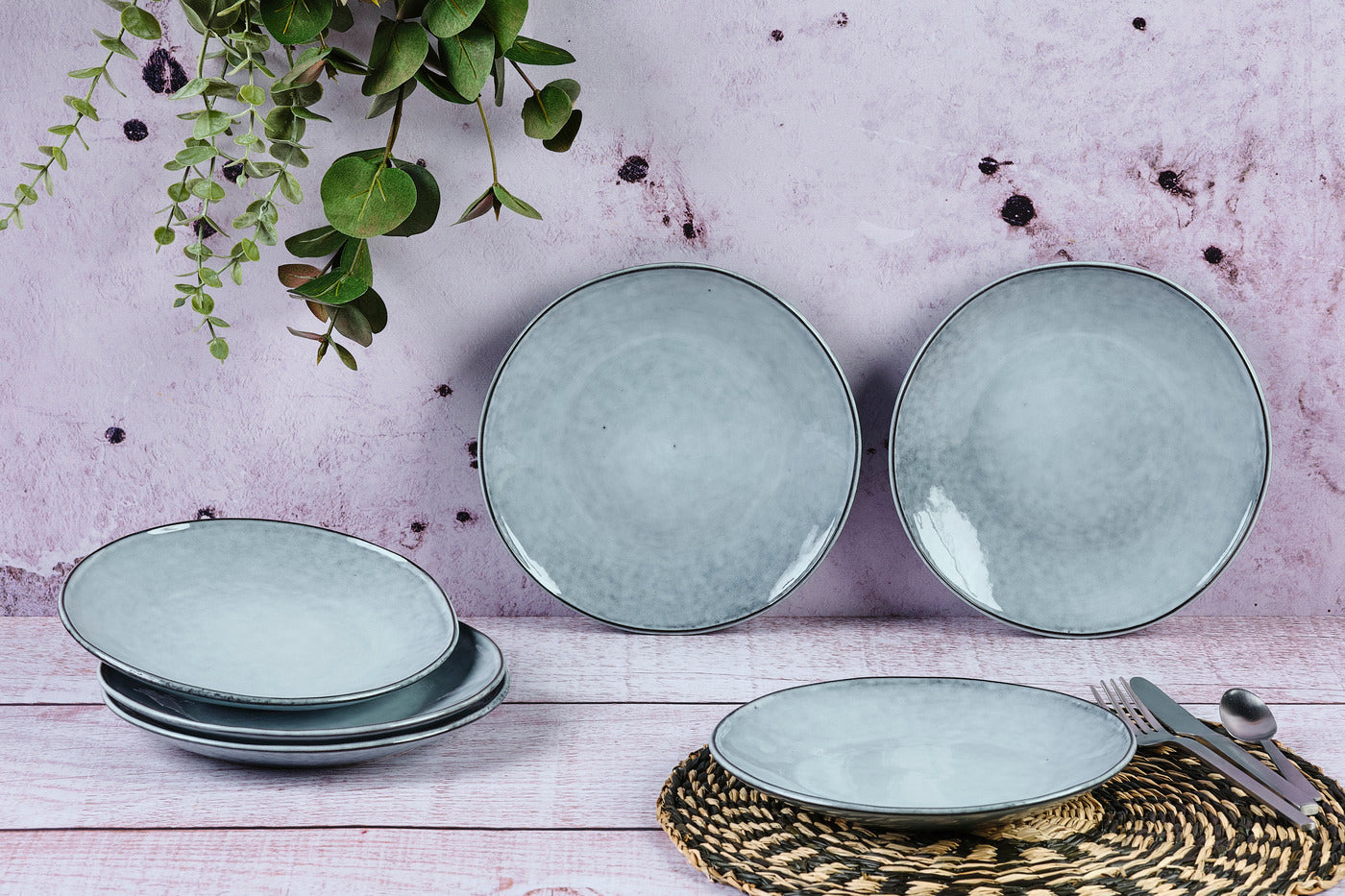 Björn CLOUD Frühstücksteller – Keramik, Hellgrau, Ø 21,5 cm, Höhe 2,5 cm, 6 Stück