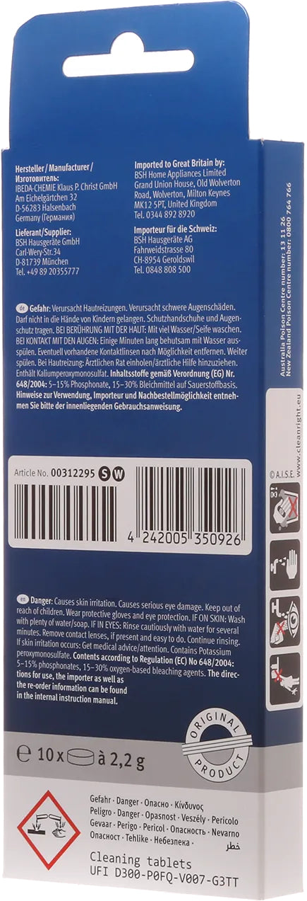 Siemens Spezialreiniger für Thermoskannen für Siemens – Tabs – 10 Tabs