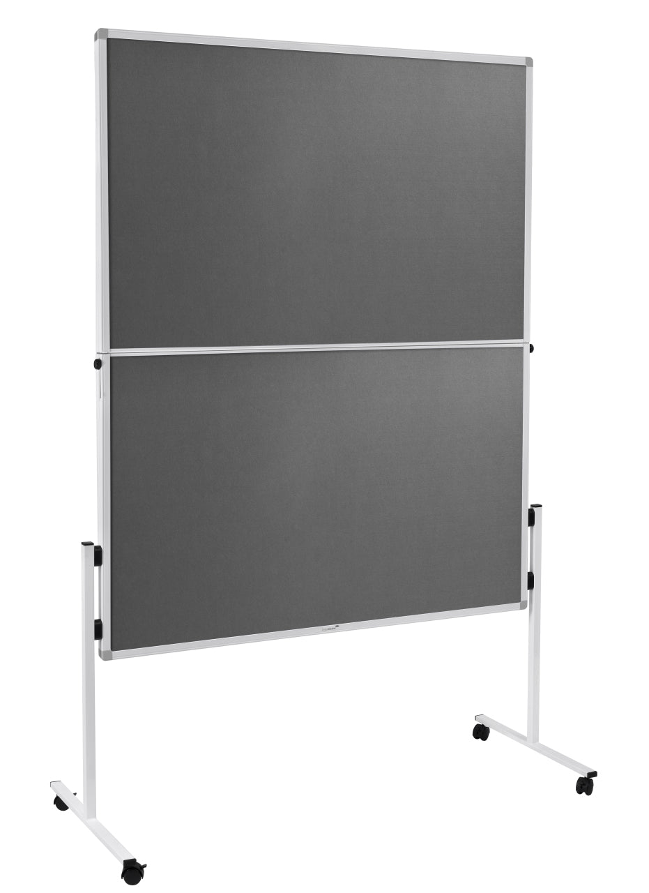 Legamaster Moderationswand – Filz, mit Rollen, doppelseitig – 120 × 150 cm – Grau, Alurahmen