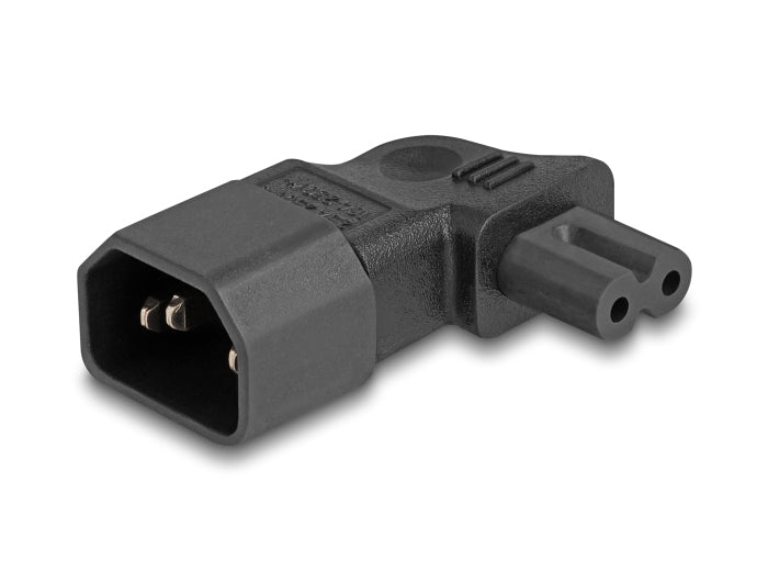 DeLOCK Netzadapter IEC 60320 C14 zu C7 – 250 V, 2,5 A, C14 (männlich) zu C7 (weiblich), 90° abgewinkelt, Schwarz