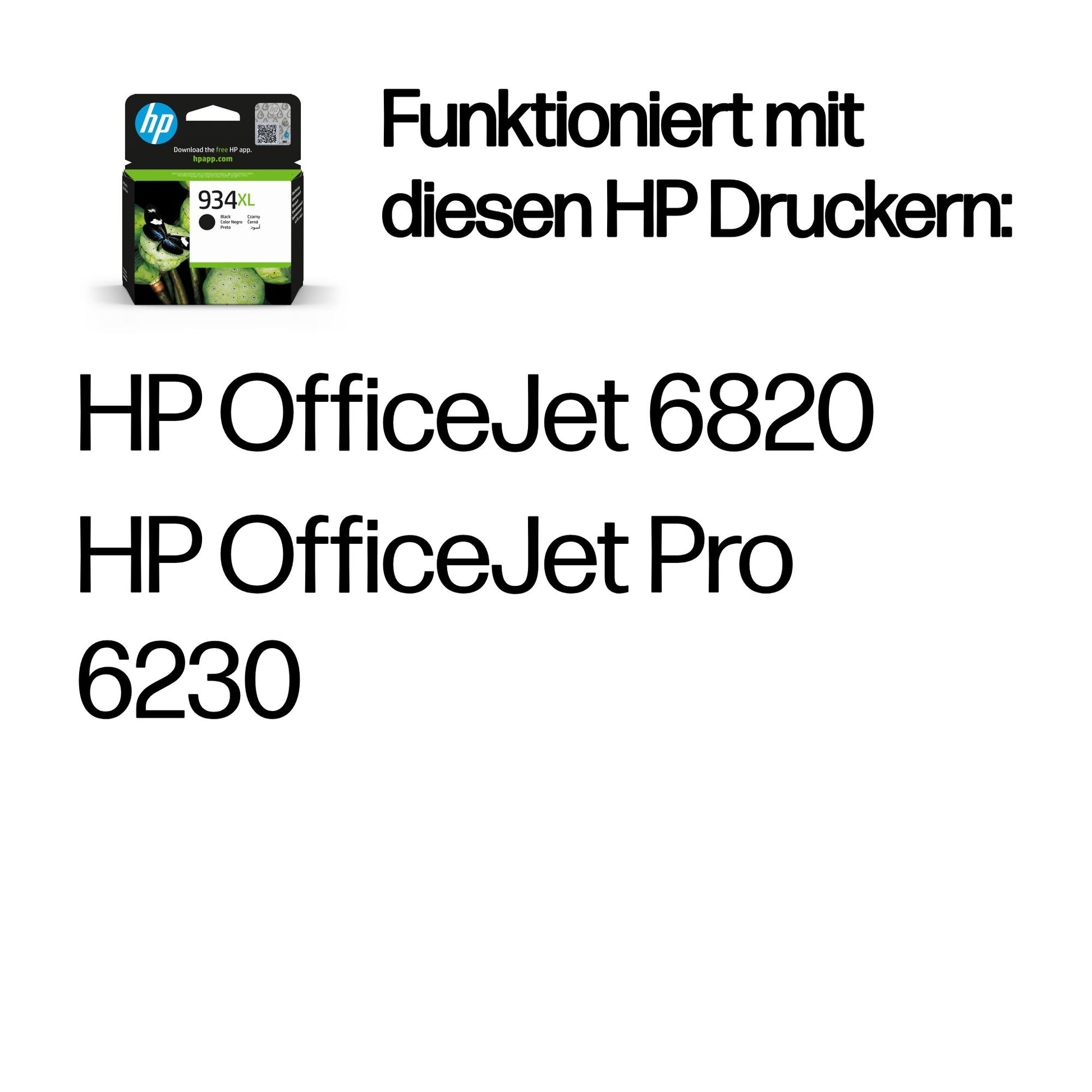 HP 934XL Schwarz Tintenpatrone (Original) – 1'000 Seiten – für HP OfficeJet 6820/OfficeJet Pro 6230