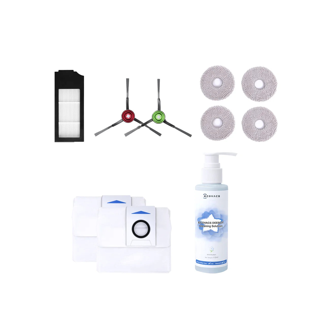Ecovacs Ersatzset Deebot X1 OMNI – 2 Bürsten, 1 Filter, 2 Staubbeutel