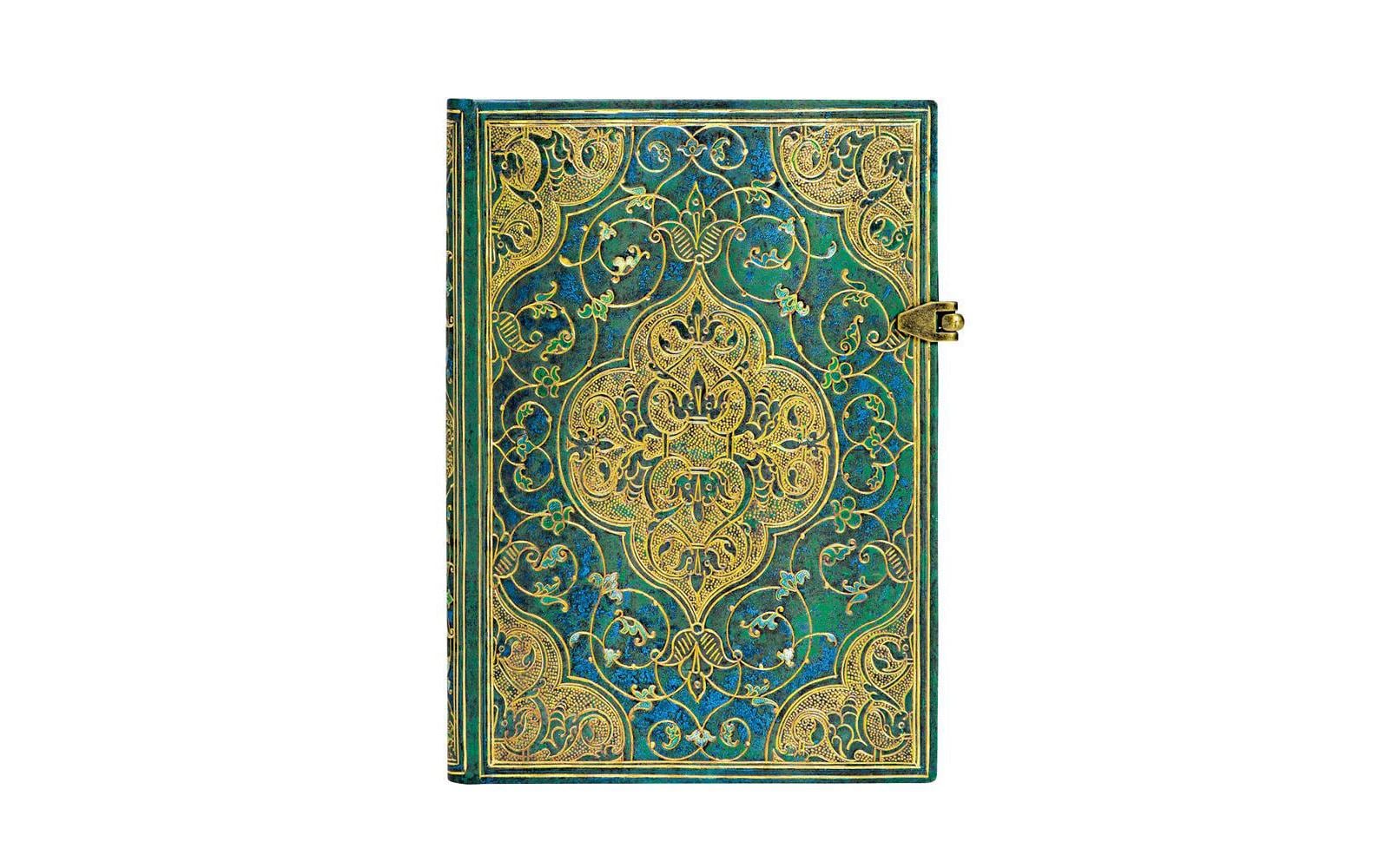 Paperblanks Notizbuch, 130 × 180 mm, liniert, Fadenheftung, Hardcover, 240 Seiten, 120 g/m² – türkis, Muster