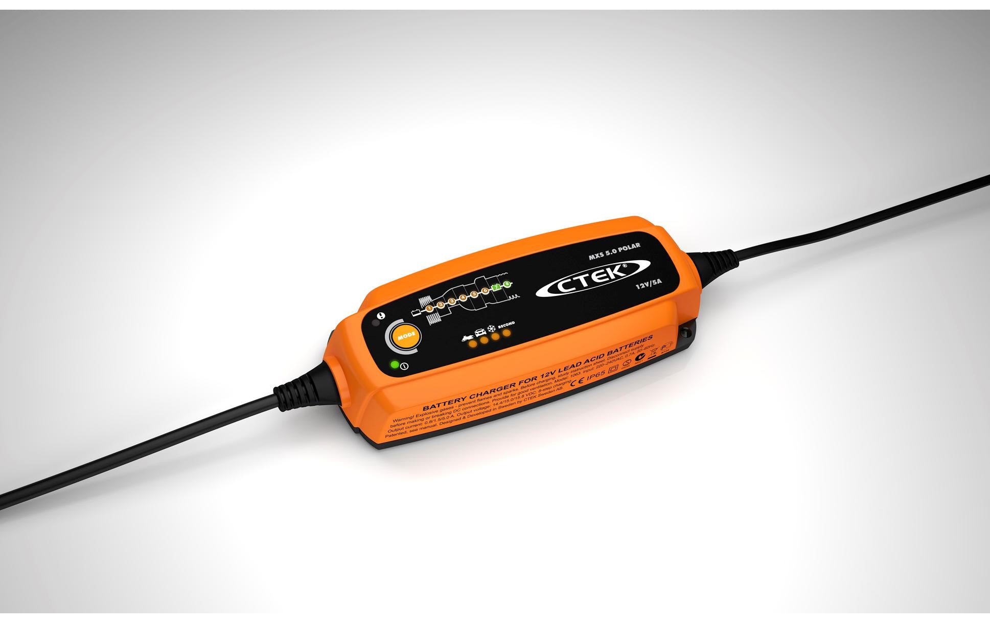 Ctek MXS 5.0 Polar Ladegerät – 60 W, IP65 – für 12 V Blei-Säure-Batterien (nass, AGM, Gel)