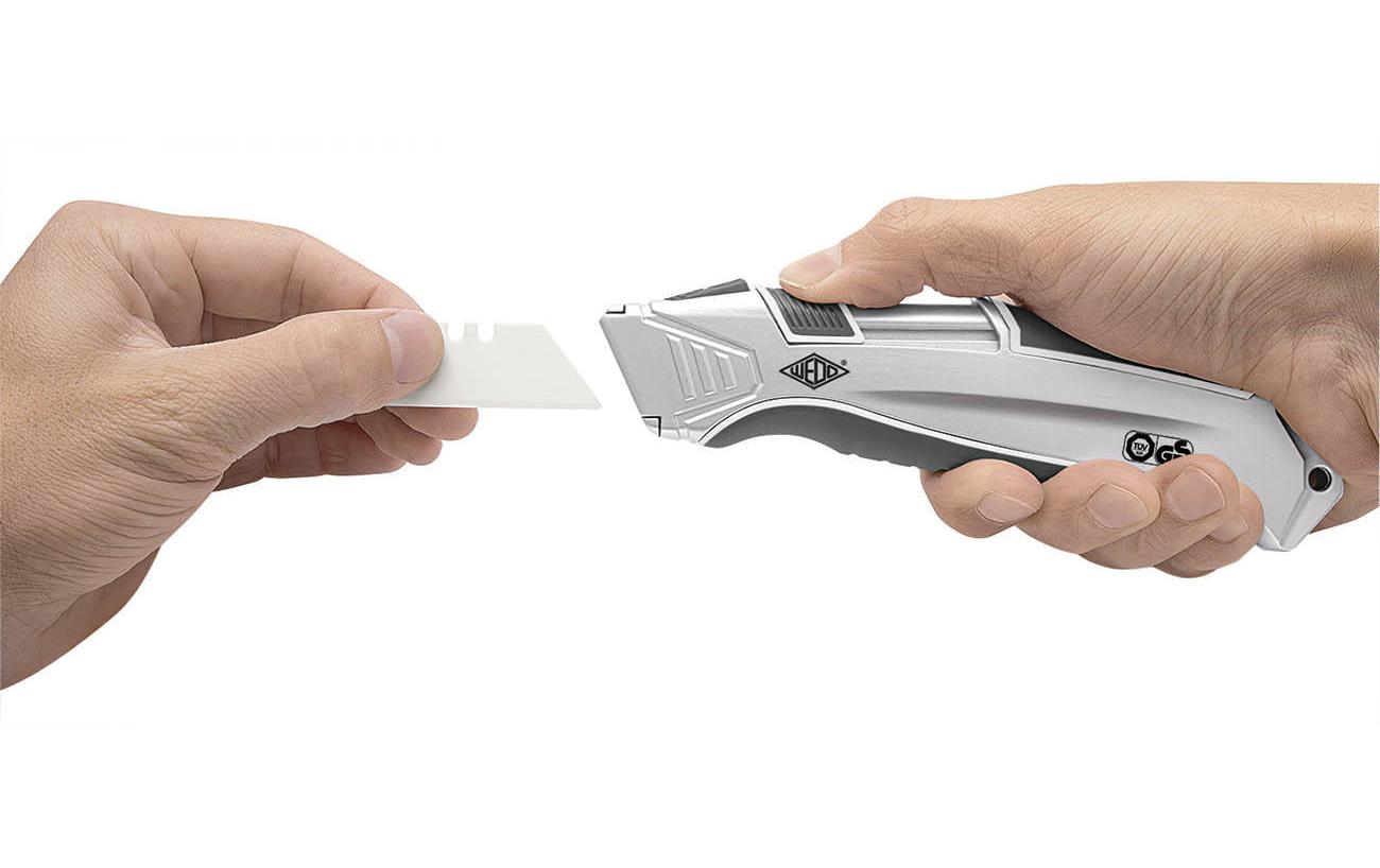 Wedo CERA – Sicherheitsmesser mit 19 mm Trapezklinge, Aluminium, Keramikklinge, Silber
