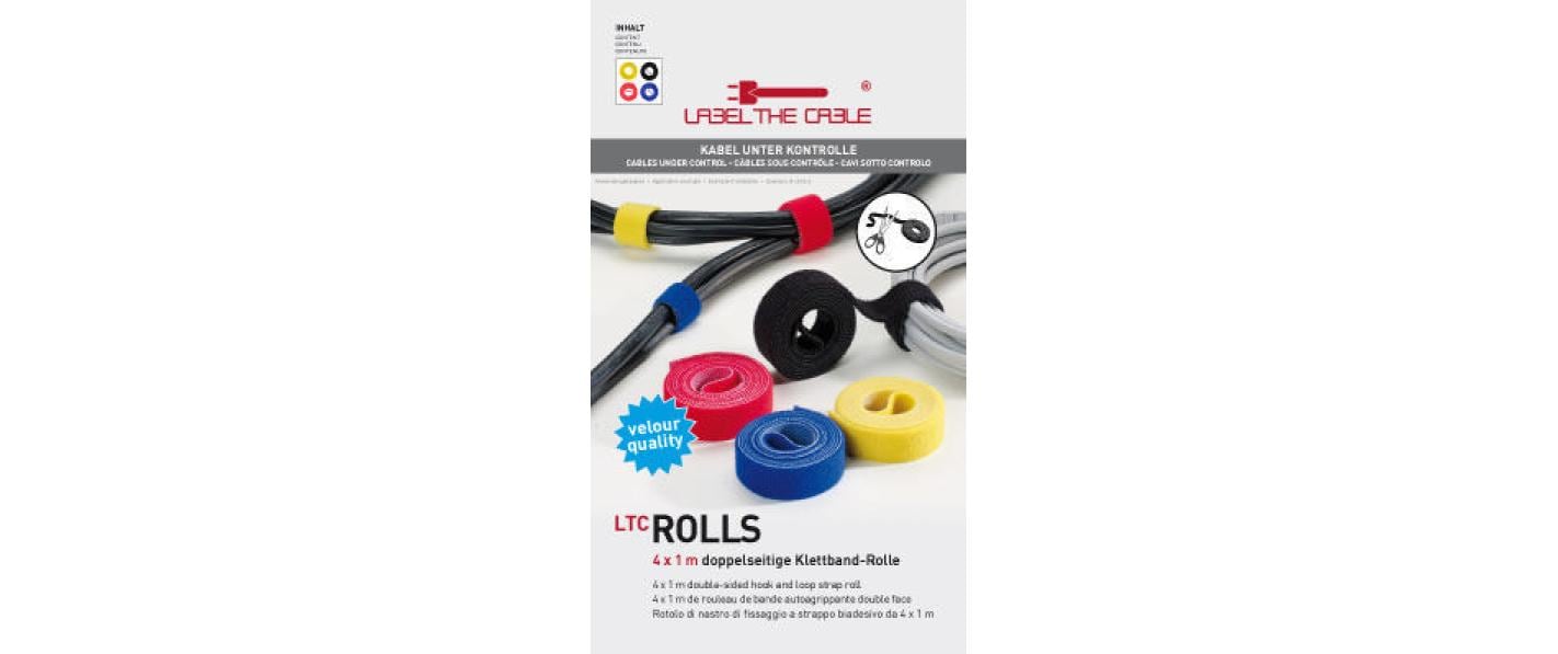 Label-the-cable Klettbandrolle, 16 mm × 1 m, 4 Stück