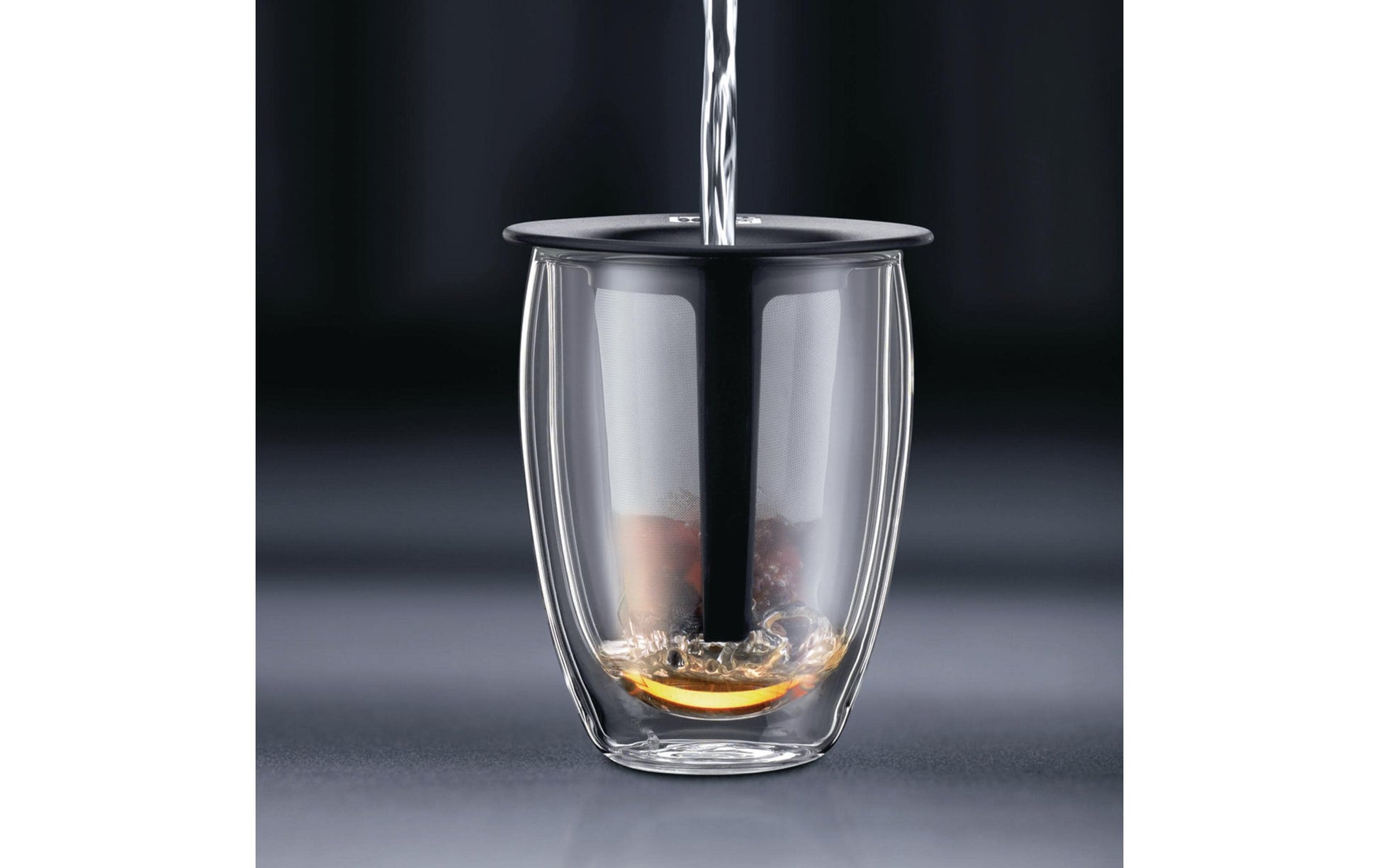 Bodum Teeglas TEA FOR ONE – 350 ml, Ø 9,6 cm, Borosilikatglas, mit Deckel, doppelwandig