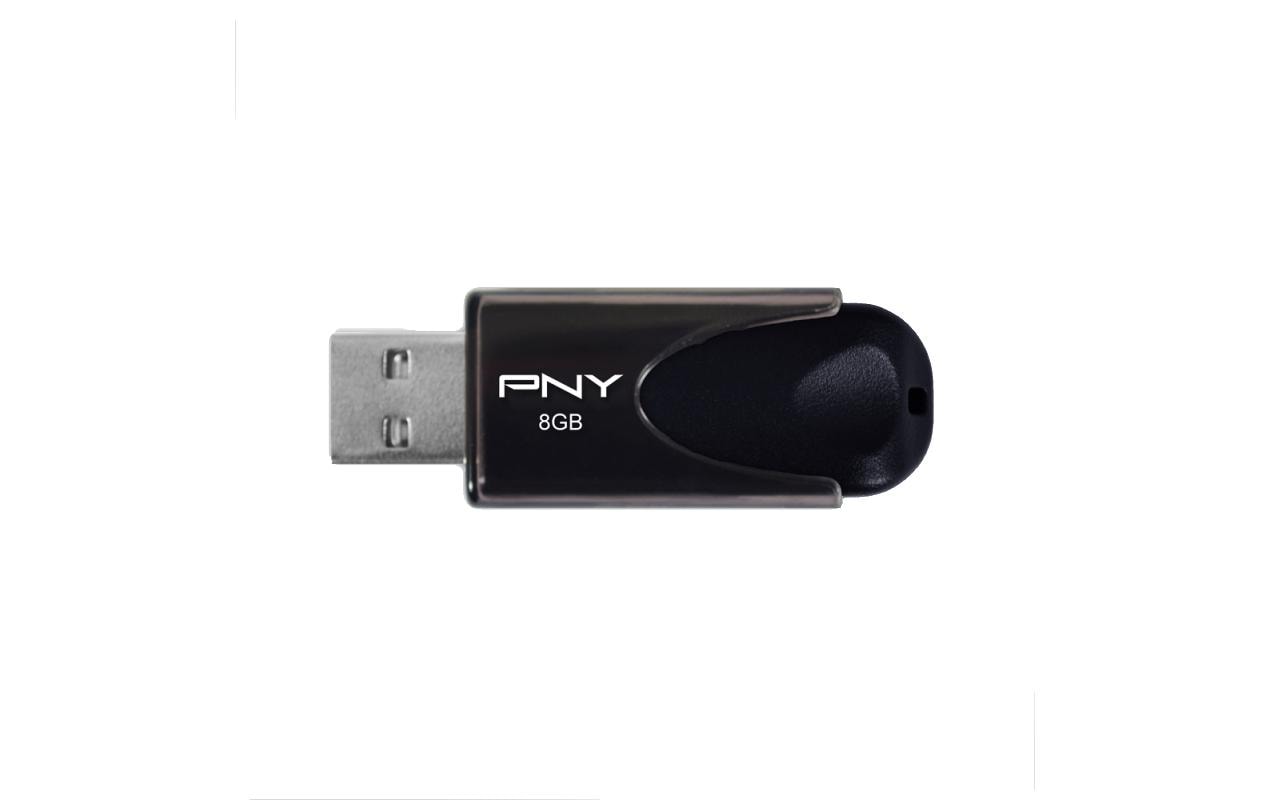 PNY Attaché 4 – 8 GB USB-Stick, USB 2.0, 25 MB/s Lesen, 8 MB/s Schreiben, Schwarz