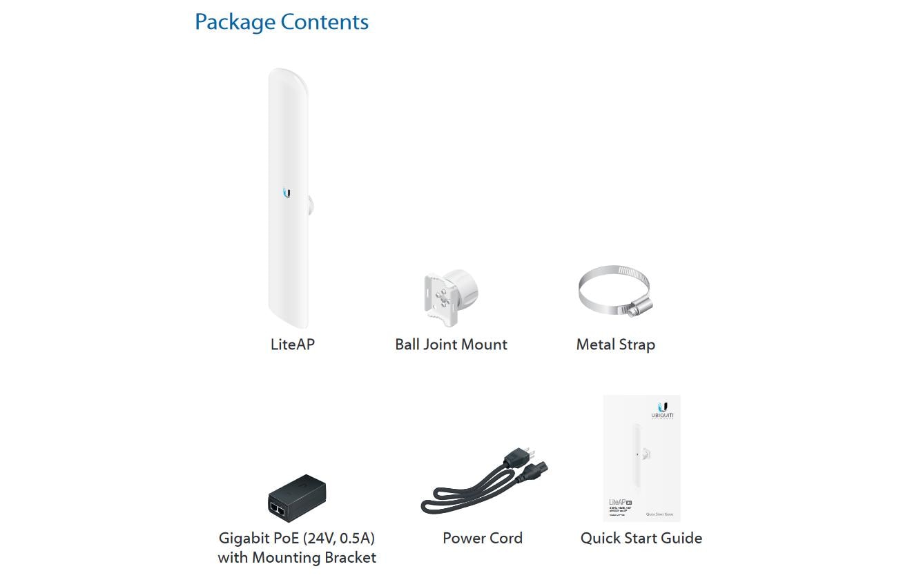 Ubiquiti airMAX LiteBeam AC – MIMO-direktionale Antenne, 5150–5875 MHz, 16 dBi, 1× GbE, PoE, Weiss