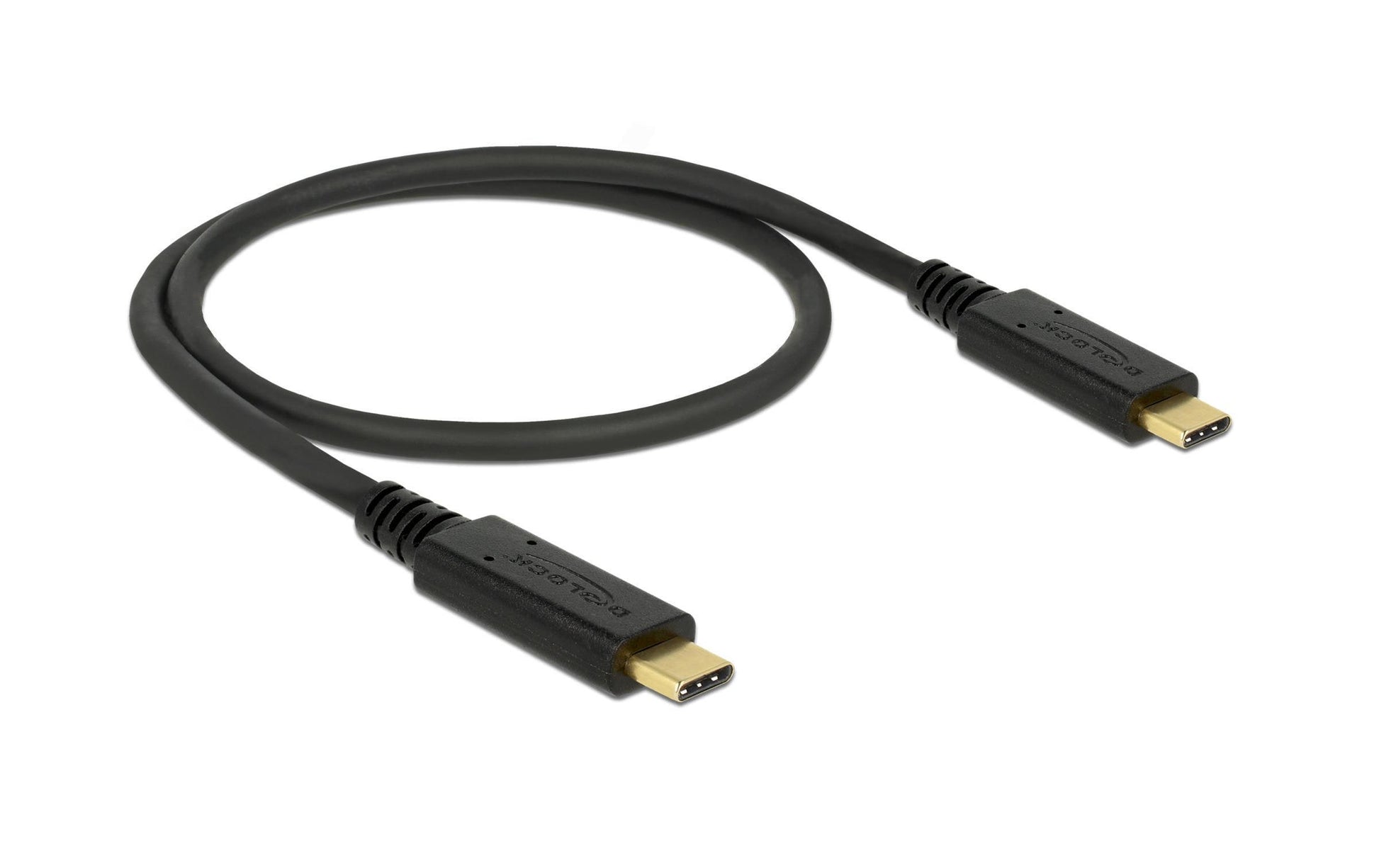 DeLOCK USB-Kabel – USB-C auf USB-C – USB 3.2 Gen 2 (10 Gbit/s) – 0,5 m – PD 100 W – Schwarz