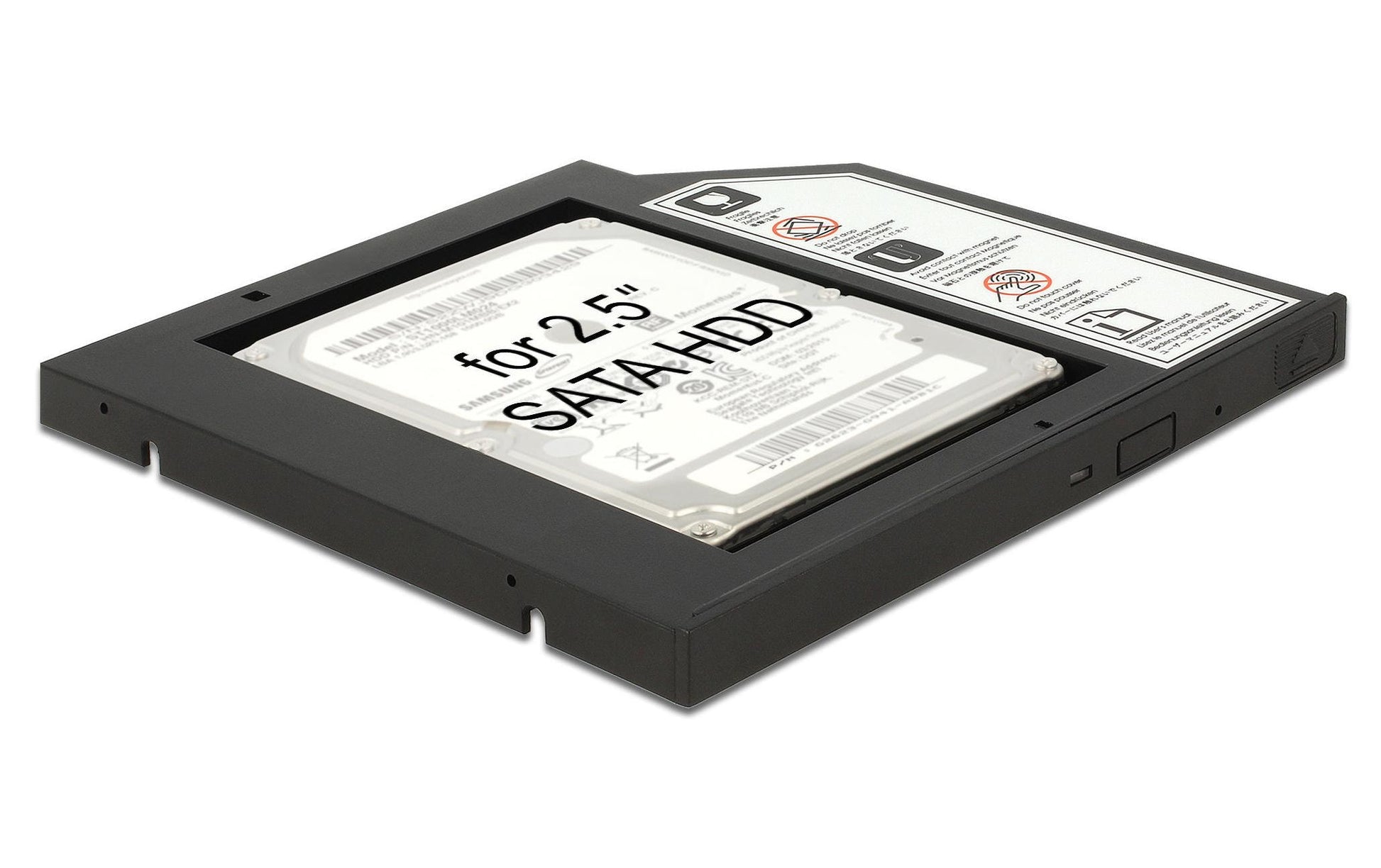 Delock 62669 Einbaurahmen 1× 2,5" in Slim-5,25", SATA mit Strom, Slim-SATA – für Slim-5,25", Schwarz