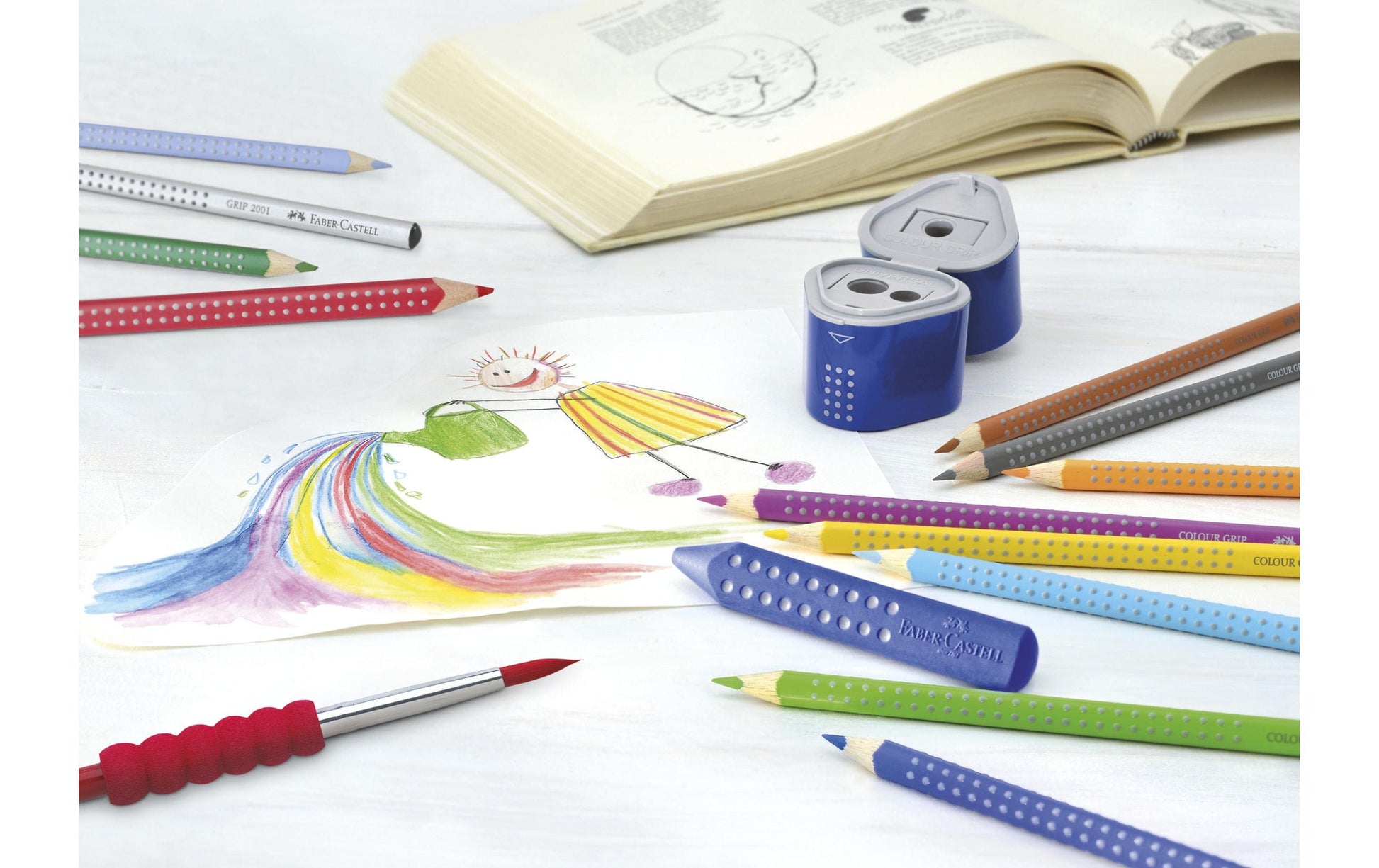 Faber-Castell Grip 2001 Bleistift, Dreikant, 2B, Mine Ø 2 mm, Grau