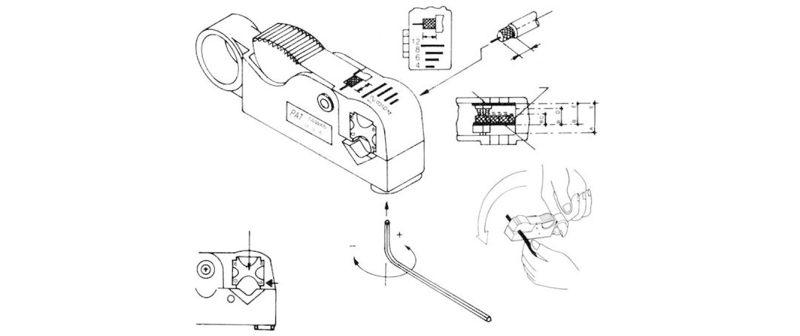 Velleman Abisolierzange für RG58/RG59, Abisolierdurchmesser 4/6/8/12 mm, 76 mm – Grau
