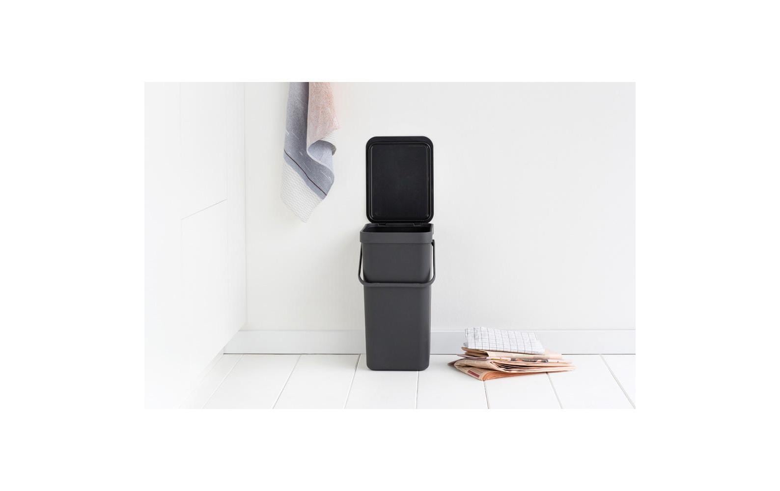 Brabantia Recyclingbox Sort & Go – 16 l – Kunststoff, rechteckig – dunkelgrau