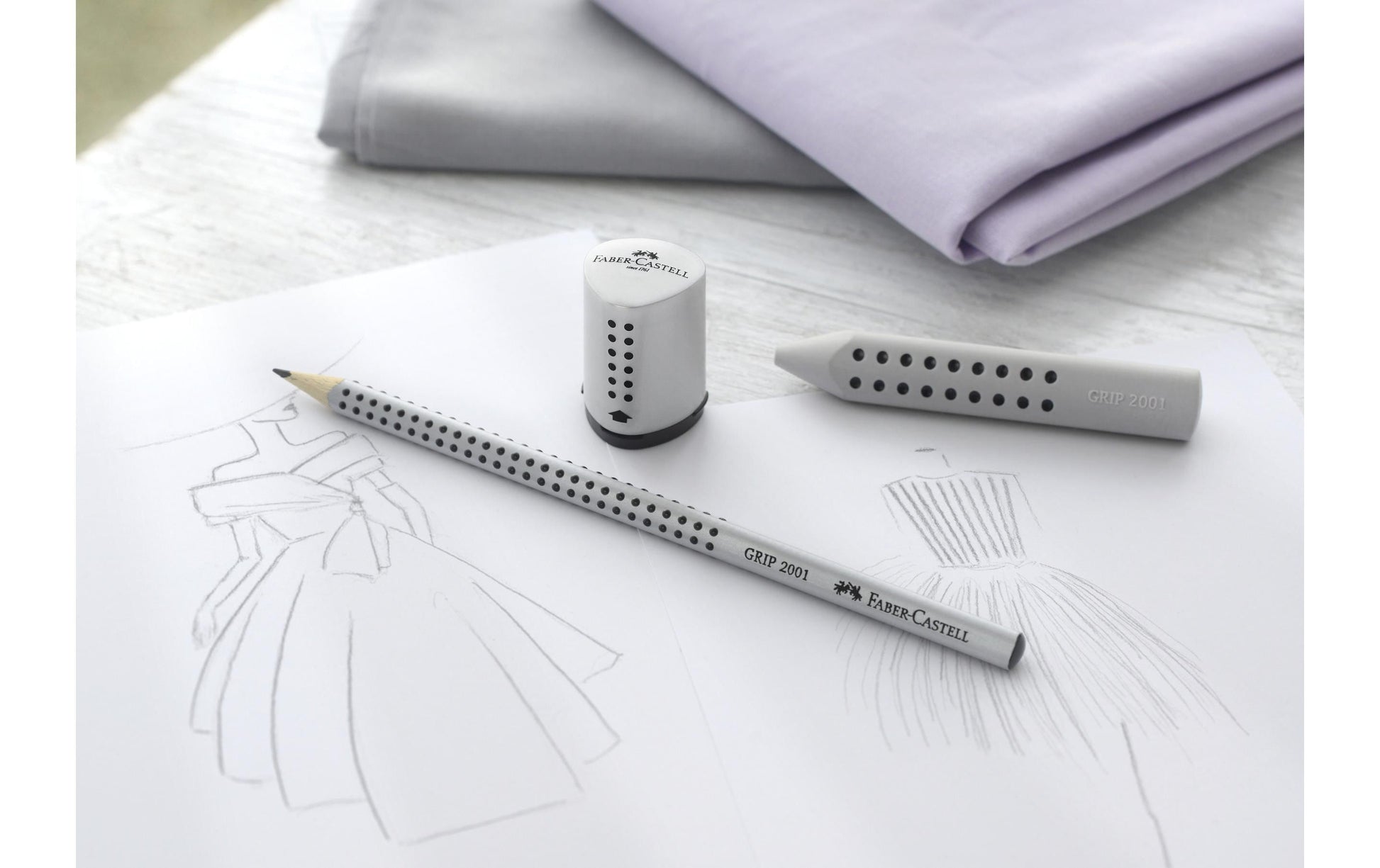 Faber-Castell Radierer Grip 2001 – für Blei- und Farbstifte – 90 × 14 × 14 mm – Kunststoff – grau
