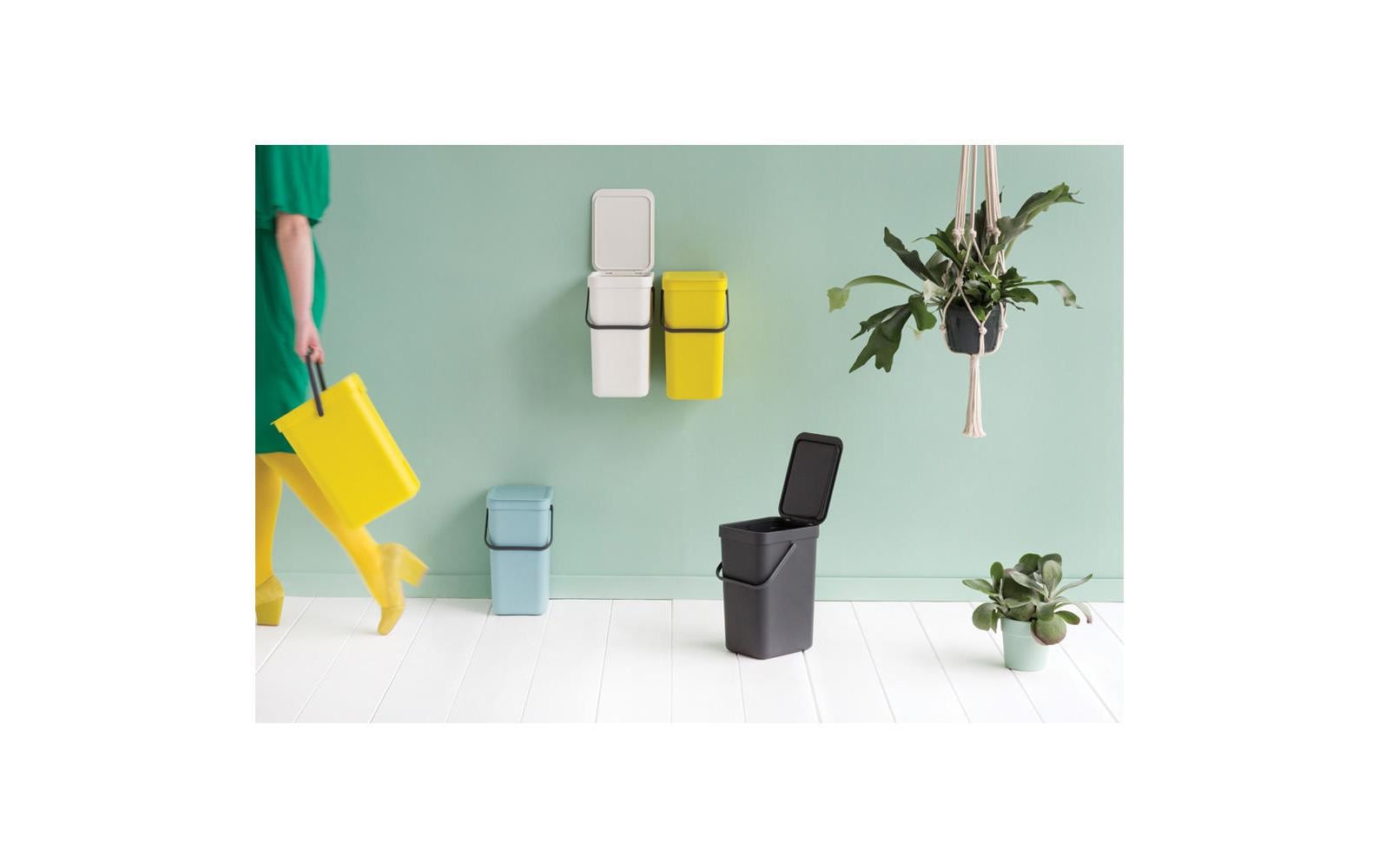 Brabantia Recyclingbox Sort & Go – 12 l – Kunststoff, rechteckig – dunkelgrau