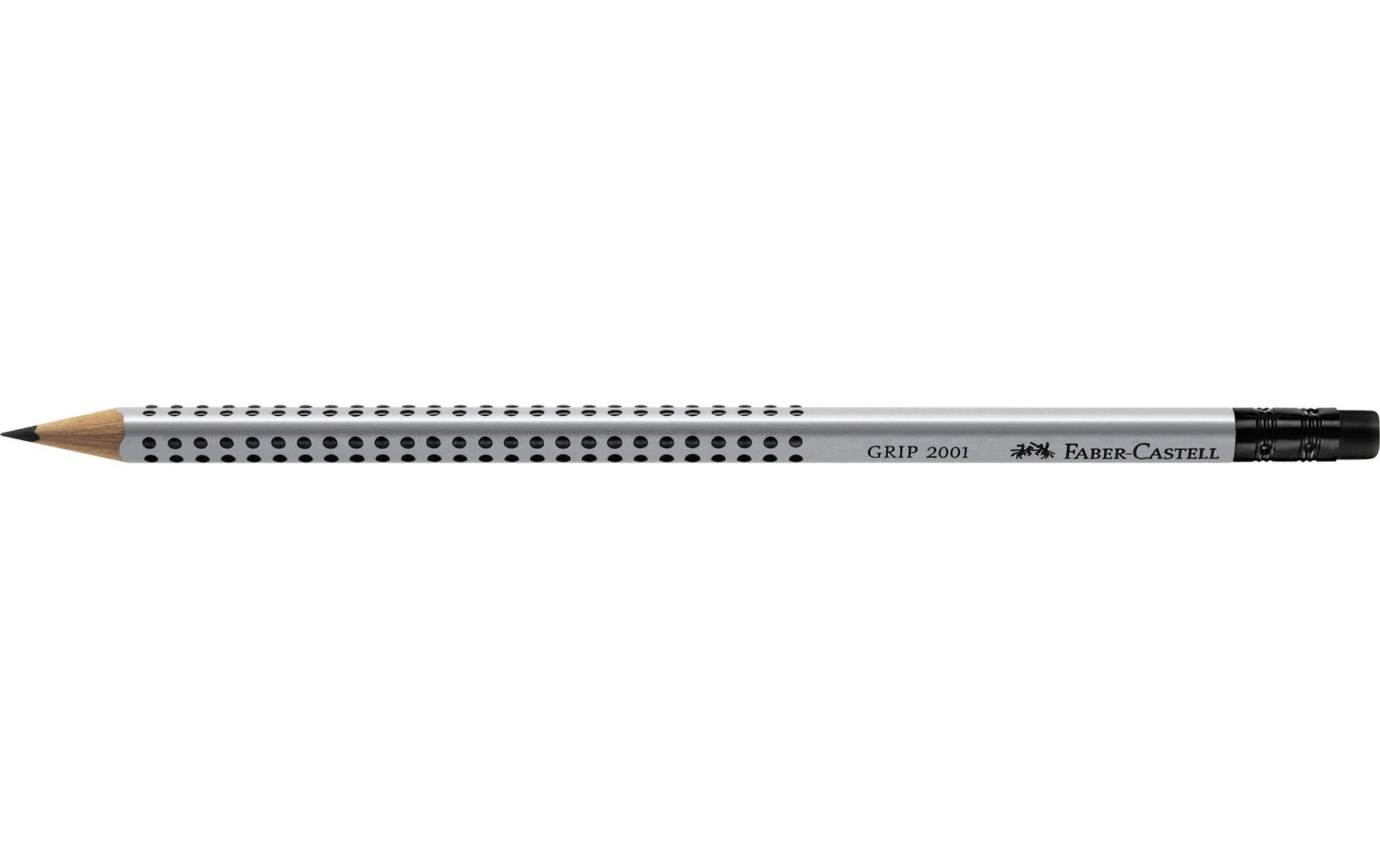 Faber-Castell Grip 2001 Bleistift, Dreikant, Grip-Zone, mit Radierer HB Mine Ø 2 mm Grau