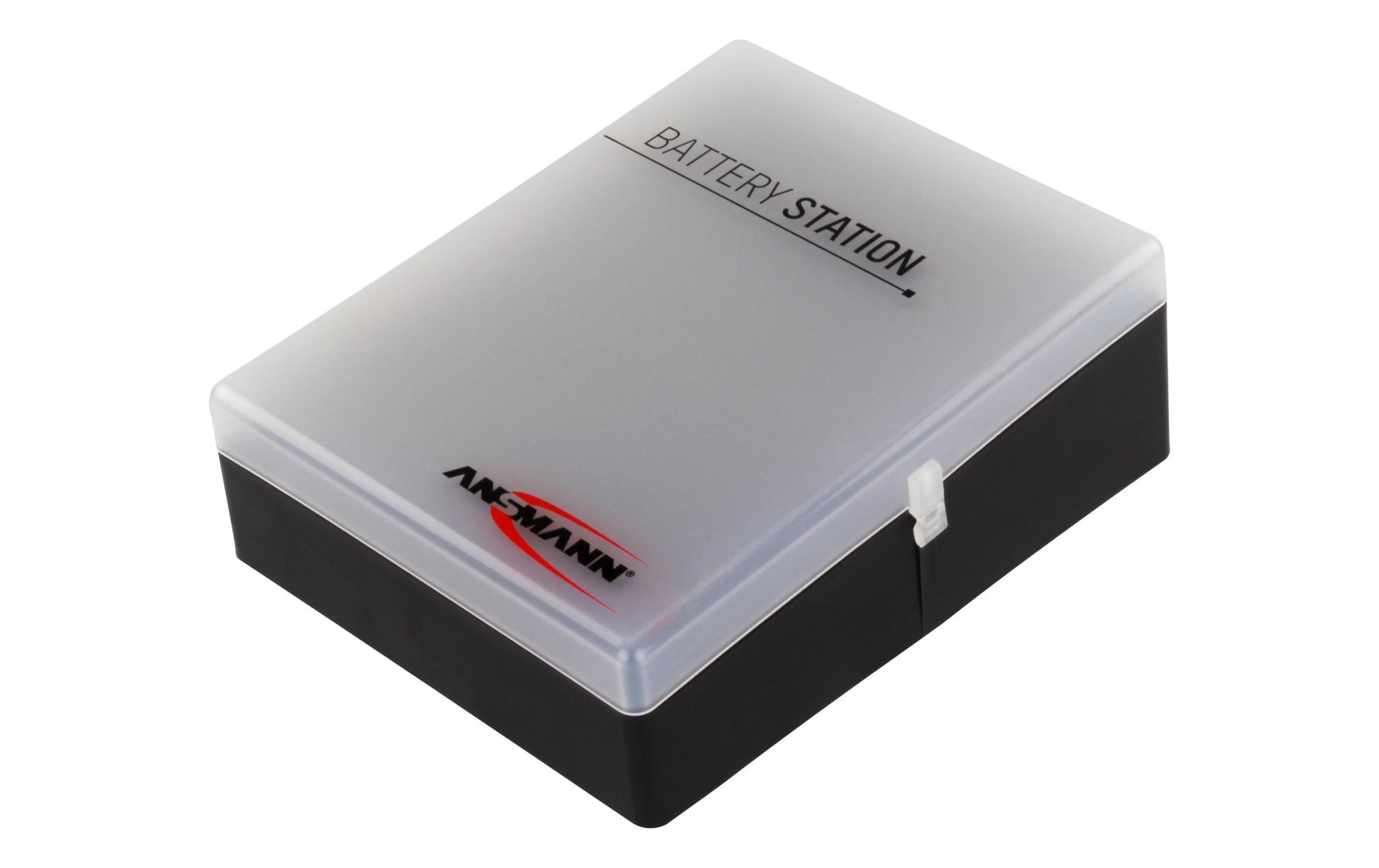 Ansmann Batterie-Aufbewahrung – Wandbefestigung, Schwarz/Transparent, B 173 × H 63 × T 138 mm