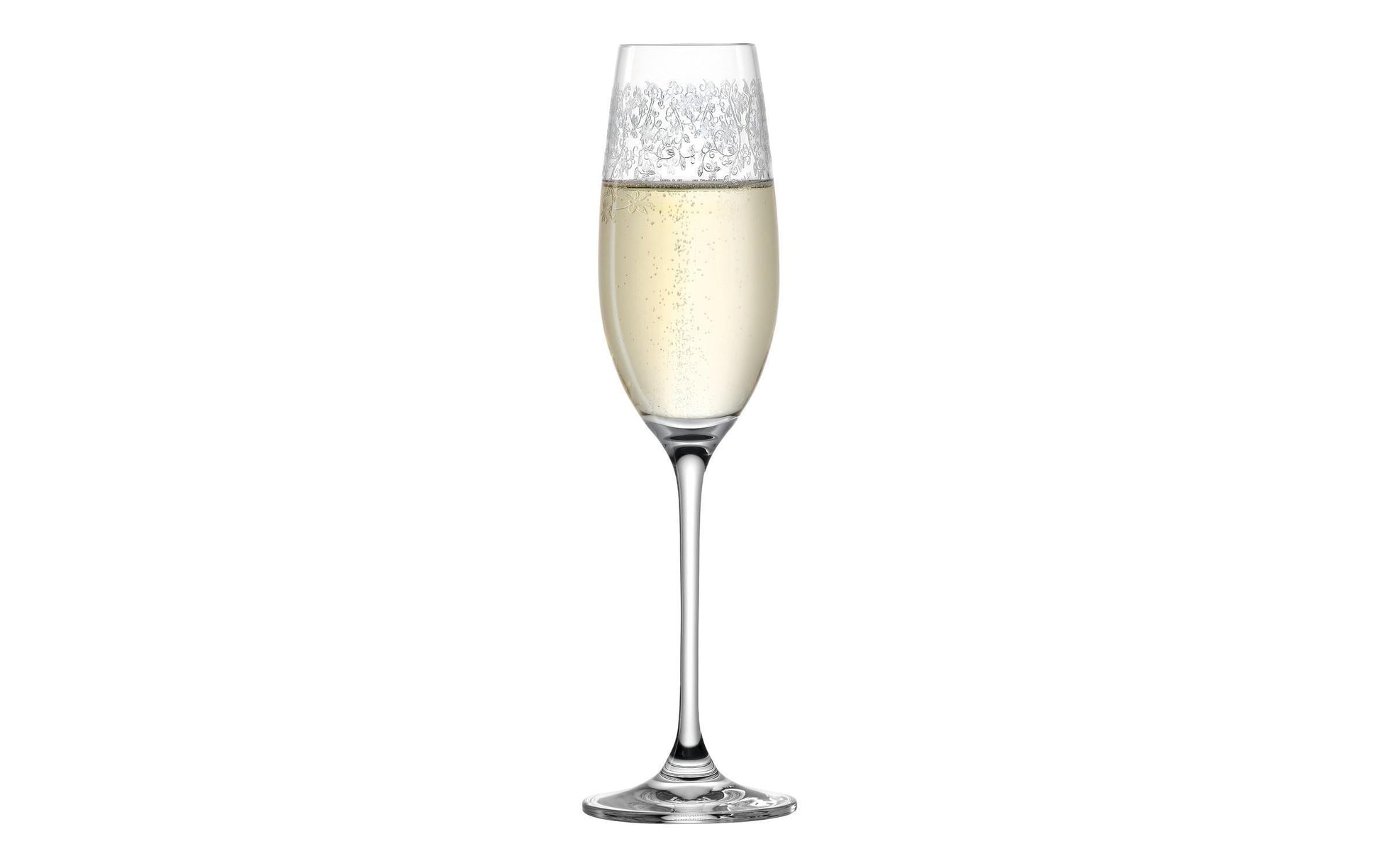 LEONARDO Sektglas – 0,20 l, Kristallglas, Transparent, Spülmaschinenfest, Graviert, 6 Stück