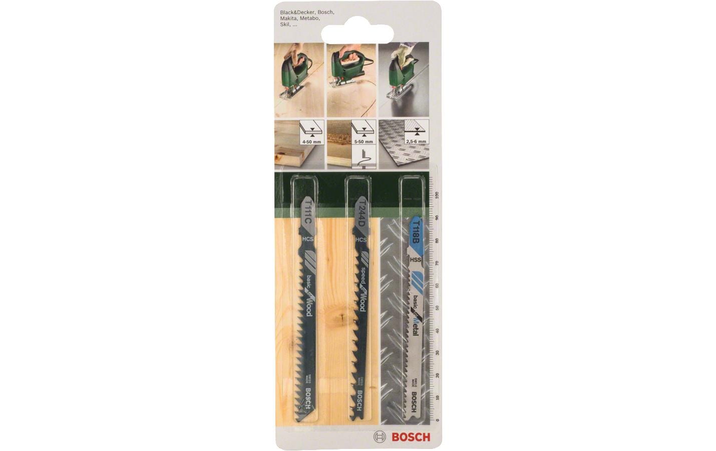 Bosch Stichsägeblatt-Set – Einnockenschaft – für Kunststoff – 3-teilig