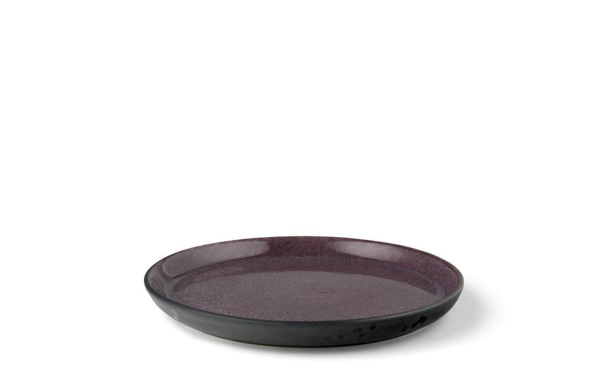 BITZ Speiseteller – 6er Set, Ø 21 cm, Steingut, Schwarz/Violett, spülmaschinenfest, mikrowellengeeignet
