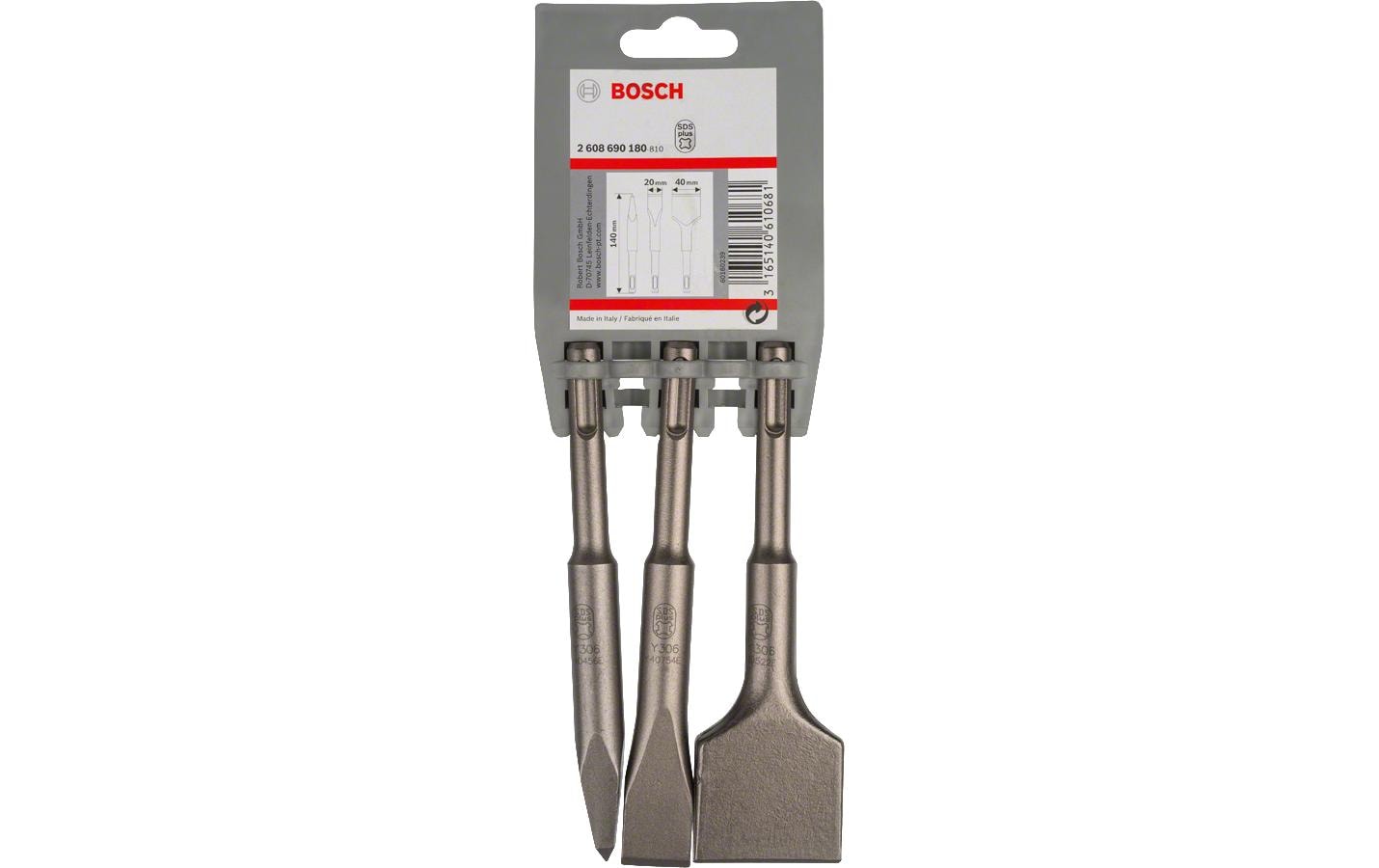 Bosch Meissel-Set, SDS-plus, für SDS-Bohrhämmer, 140 mm, silber, 3 Stk.