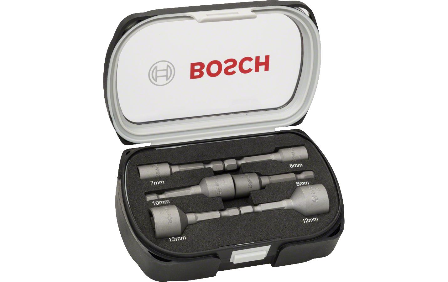 Bosch Steckschlüssel-Set 6/7/8/10/12/13 mm, 50 mm 1/4" Sechskant – 6-tlg. – mit Tasche