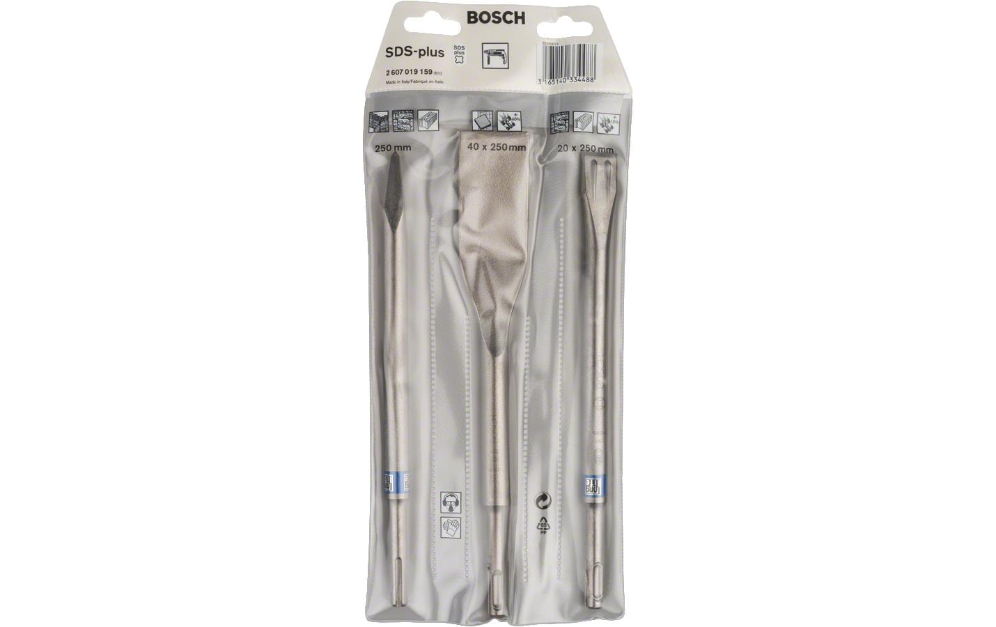 Bosch SDS-plus Meissel-Set 3-teilig, 250 mm, 250 mm, 260 mm, für SDS-Bohrhämmer