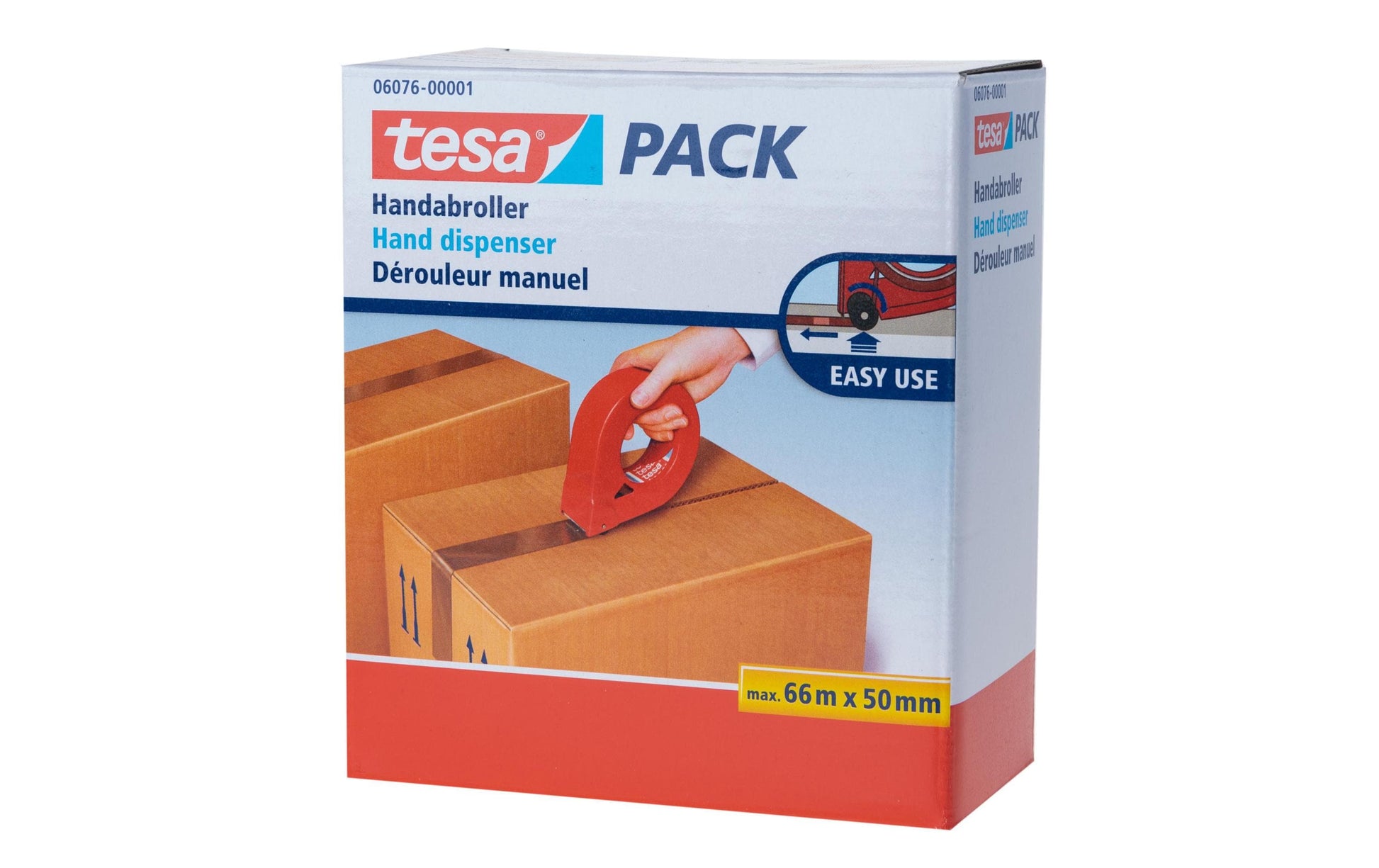 TESA Handabroller – für Klebeband bis 50 mm × 66 m, Metall