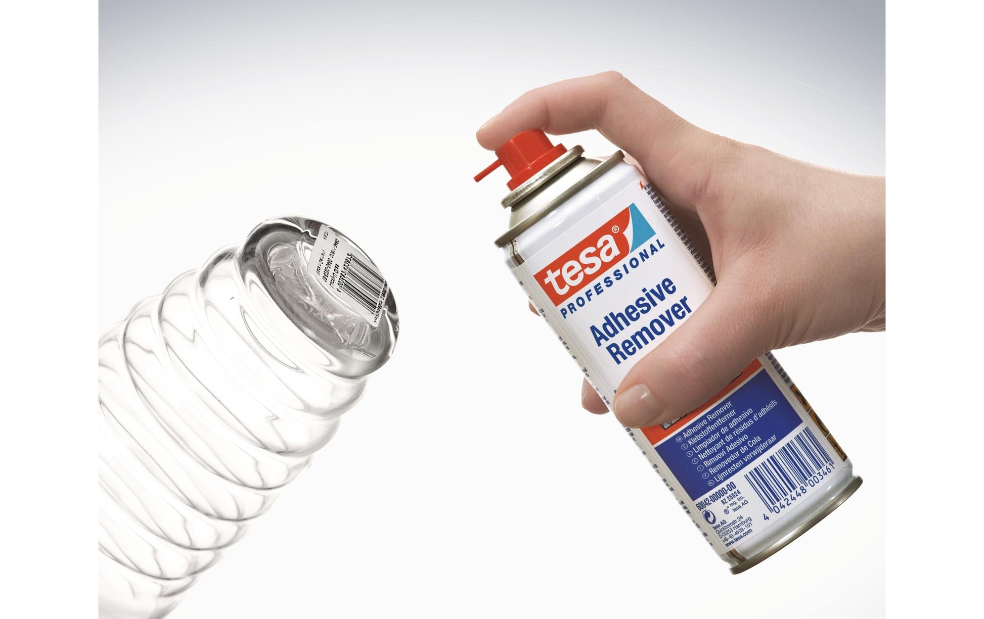 TESA Klebstoffentferner – Spray, transparent, 200 ml, für Kunststoff, Glas, Metall