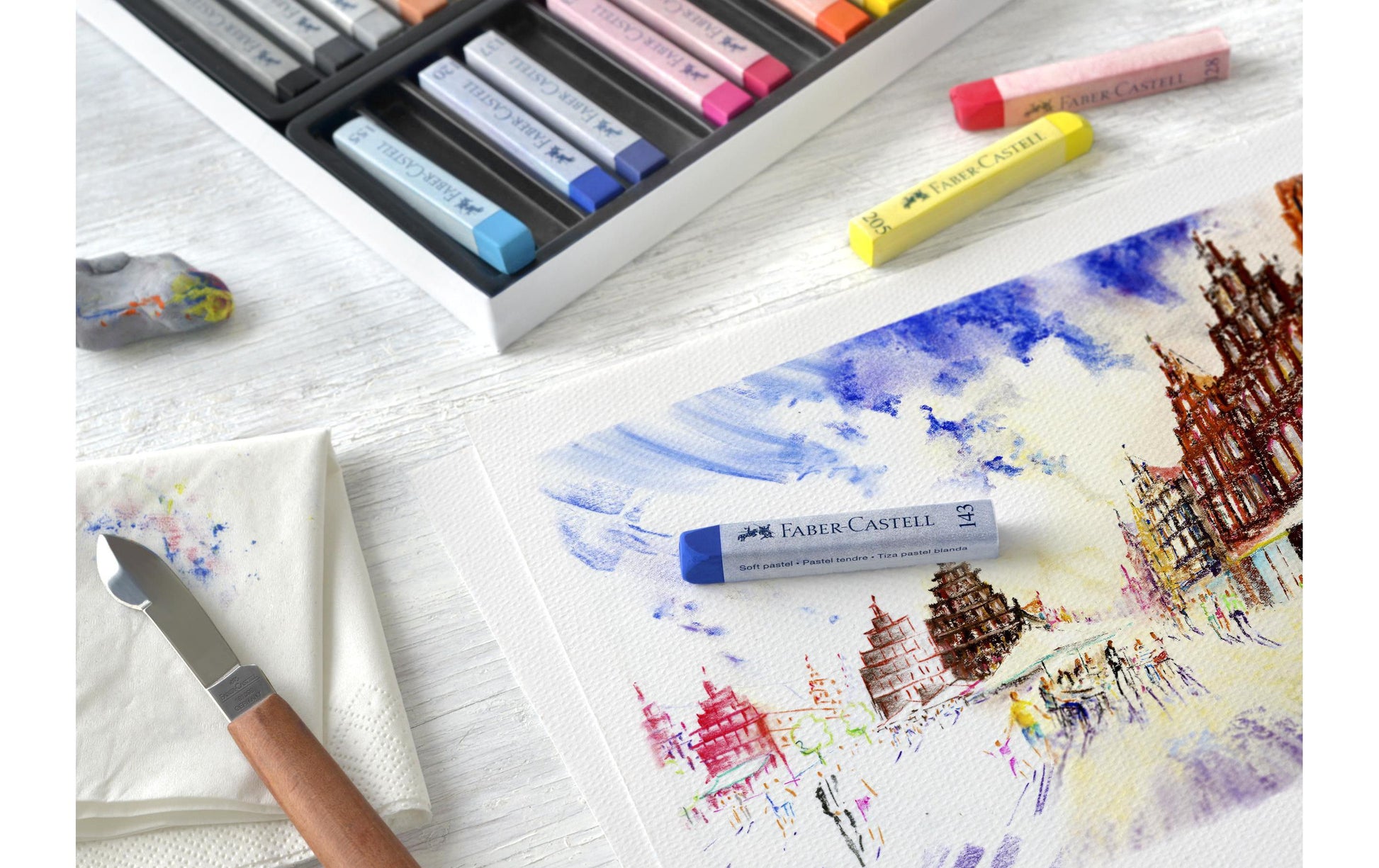 Faber-Castell Studio Qualität – Soft Pastelle, Vierkantstange, 24 Farben, 24er-Set