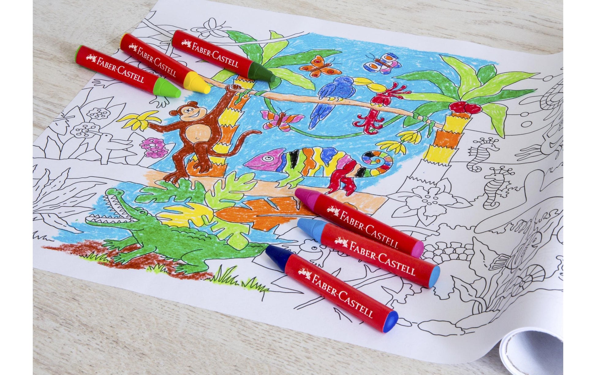 Faber-Castell Jumbo Wachsmalkreiden farbig sortiert dreikant wasserfest – 12 Stück
