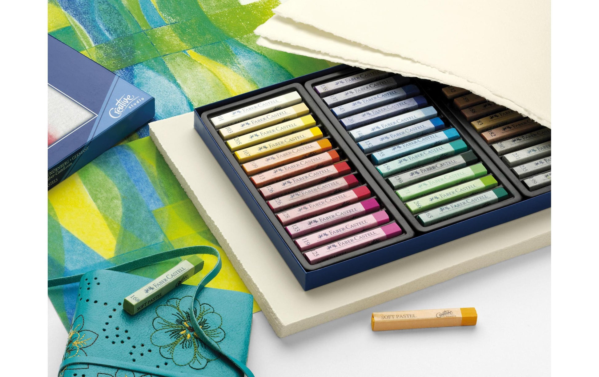 Faber-Castell Studio Qualität – Soft Pastelle, Vierkantstange, 24 Farben, 24er-Set